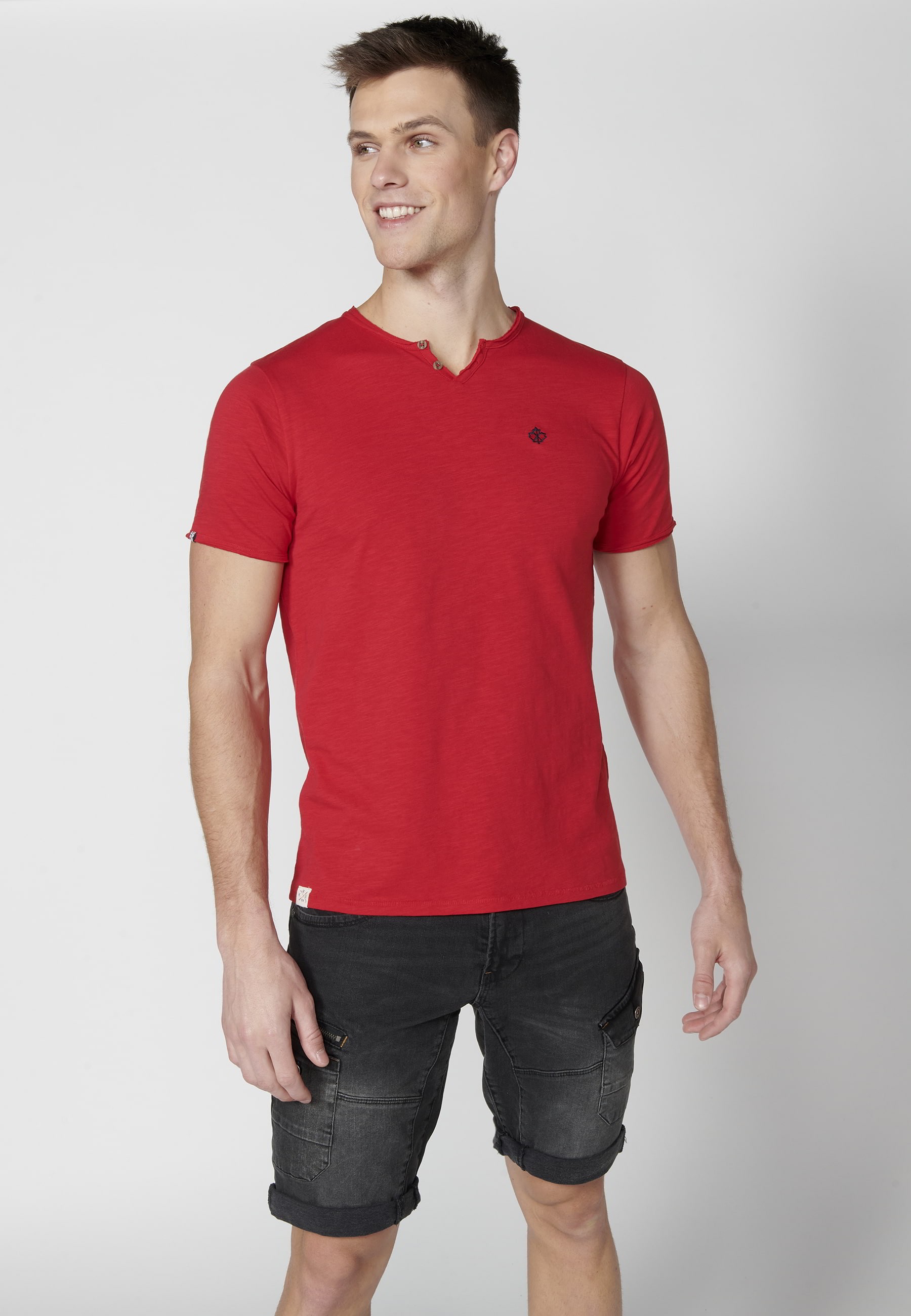 Red Cotton Short Sleeve T-shirt for Men 4