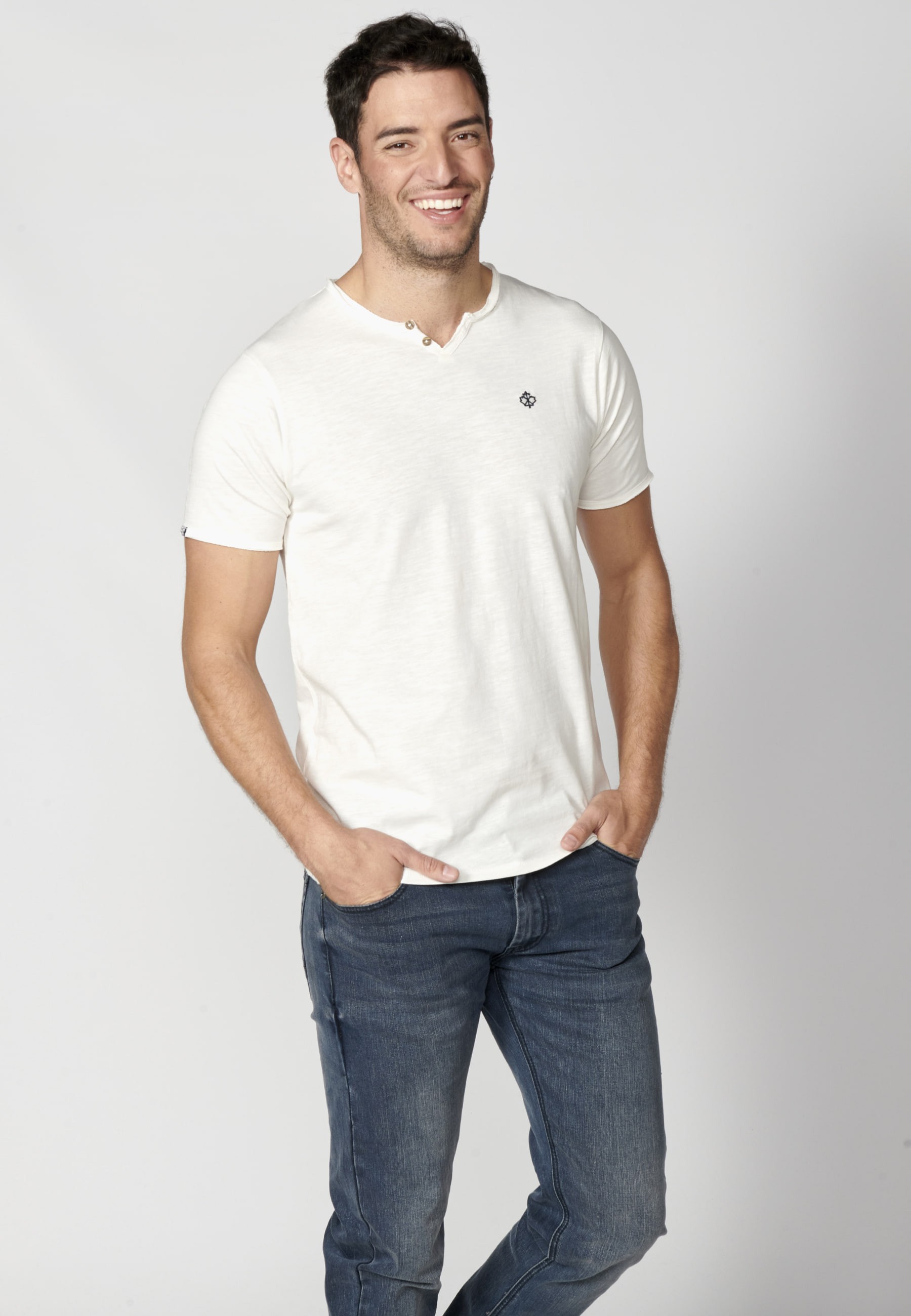 Men's Ecru Cotton Short Sleeve T-Shirt