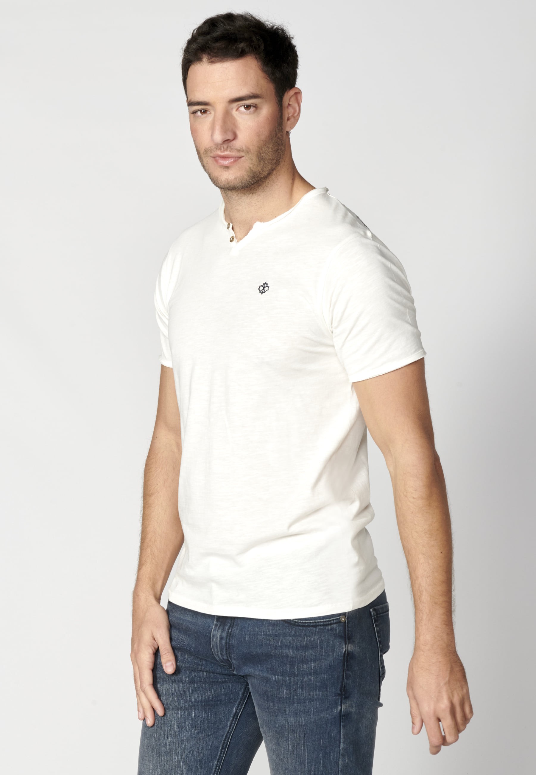 Men's Ecru Cotton Short Sleeve T-Shirt