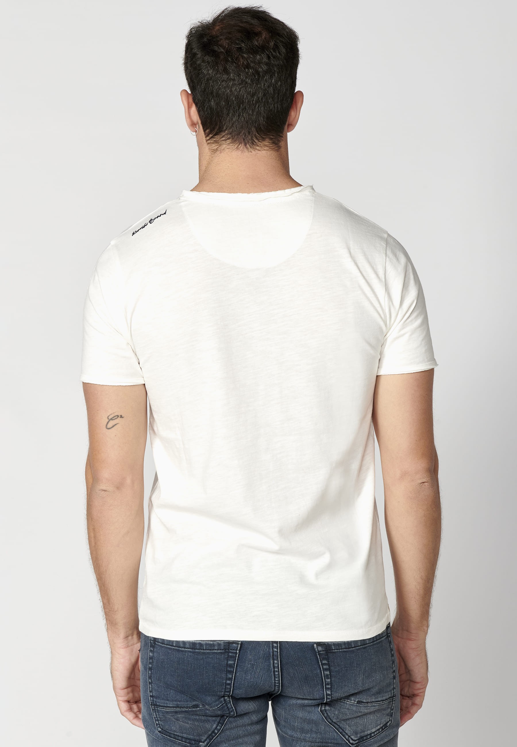 Men's Ecru Cotton Short Sleeve T-Shirt