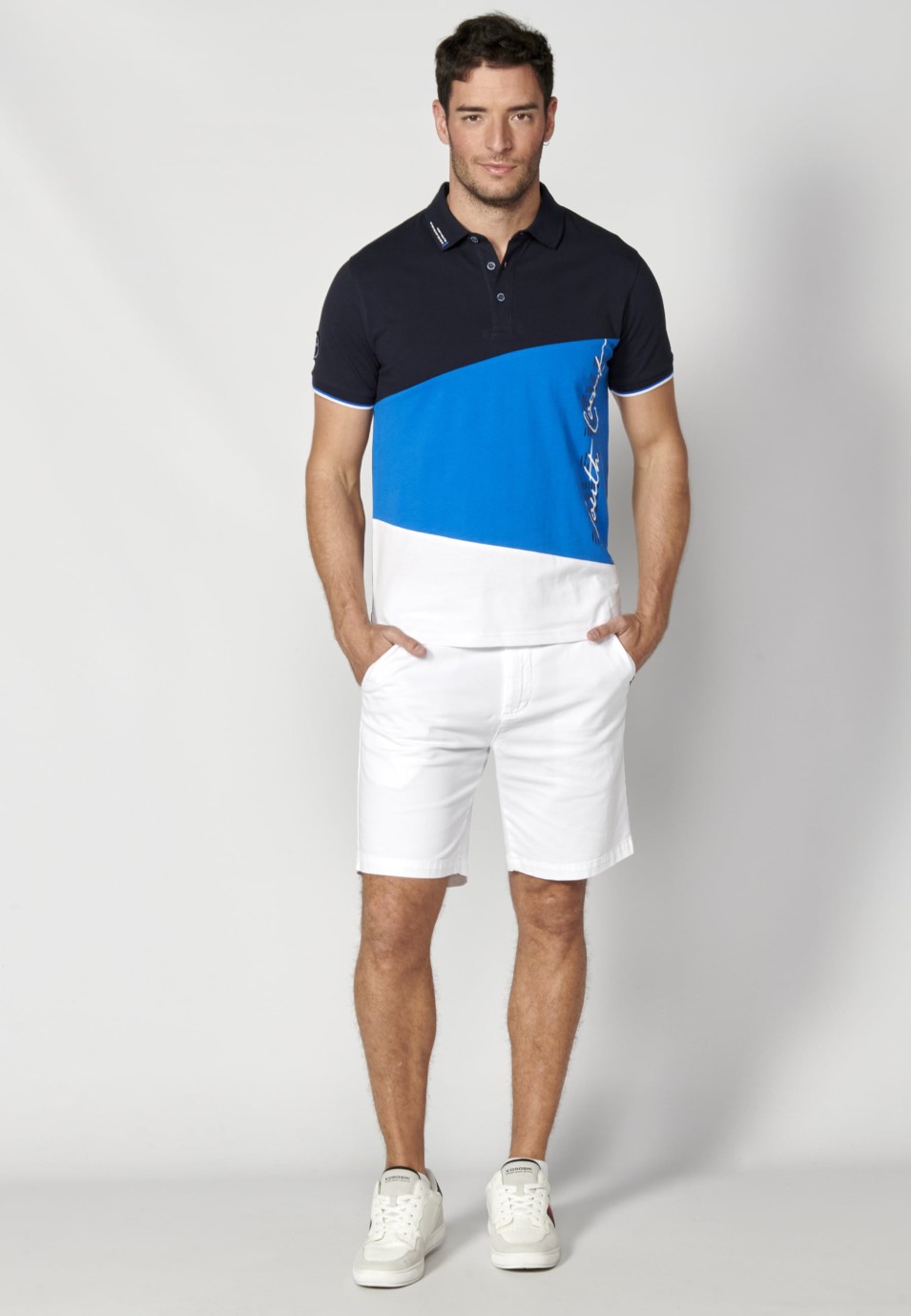 Polo manga corta de Algodón a rayas color Azul para Hombre