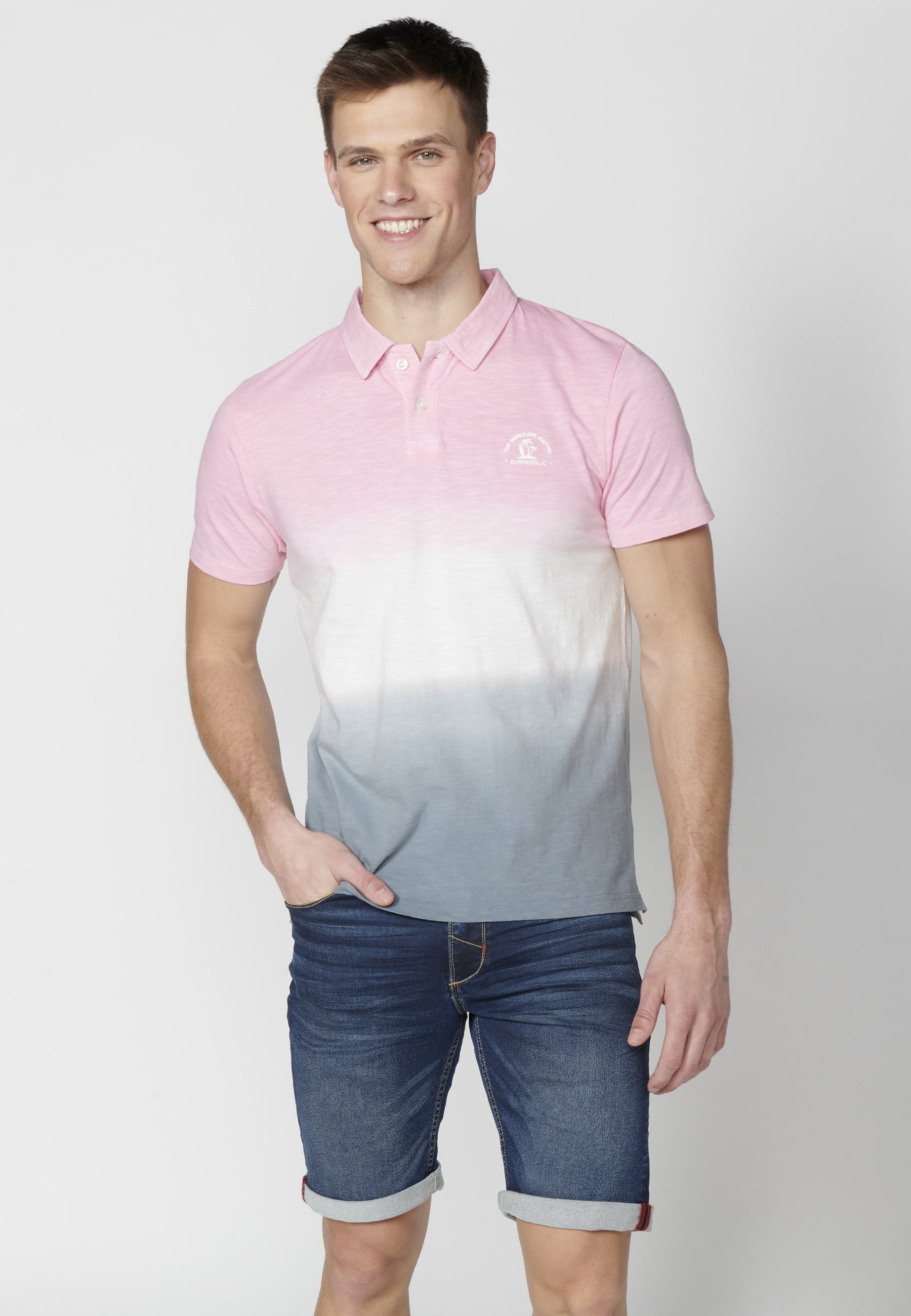 Polo manga corta de Algodón a rayas color Rosa para Hombre