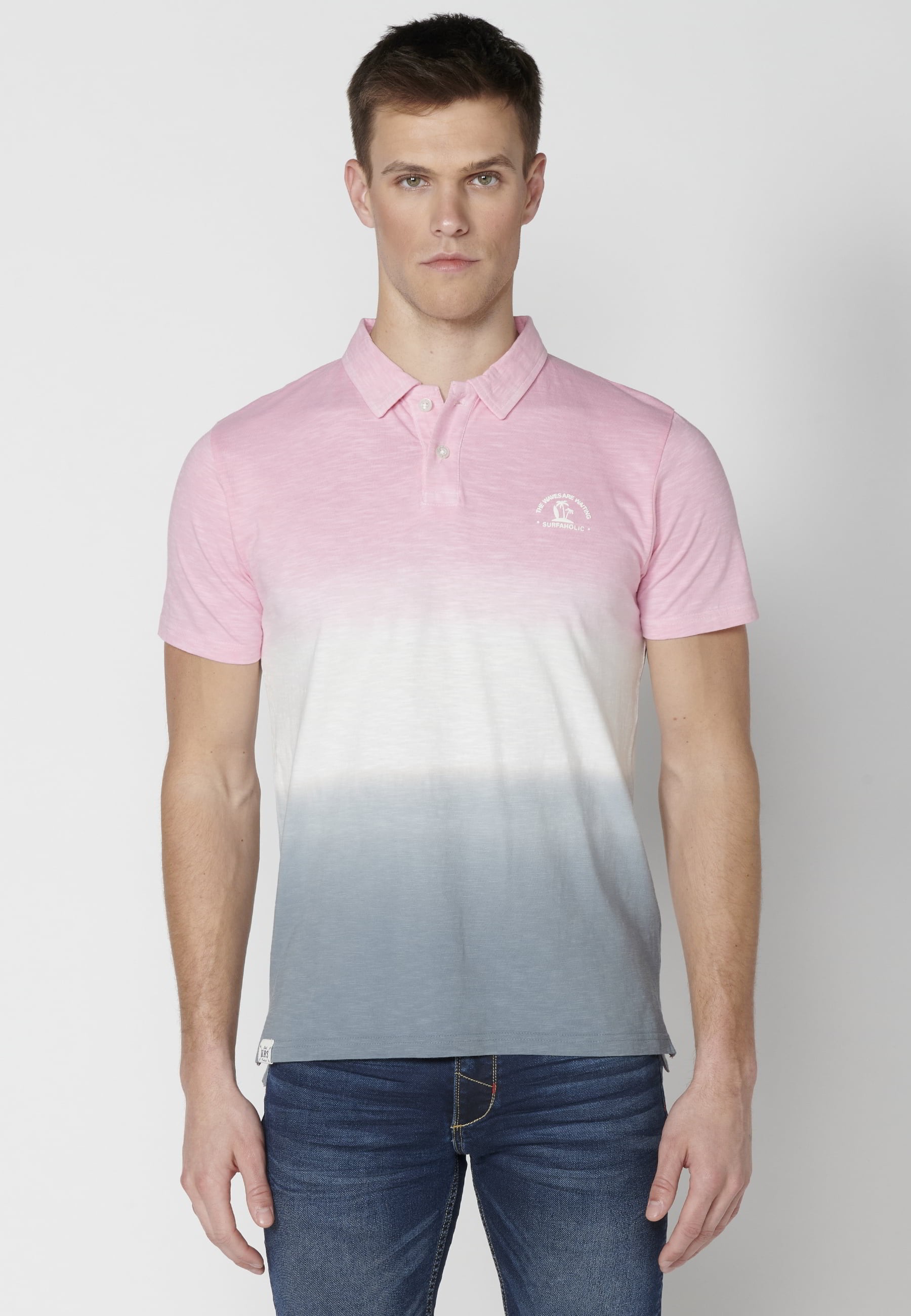 Polo manga corta de Algodón a rayas color Rosa para Hombre