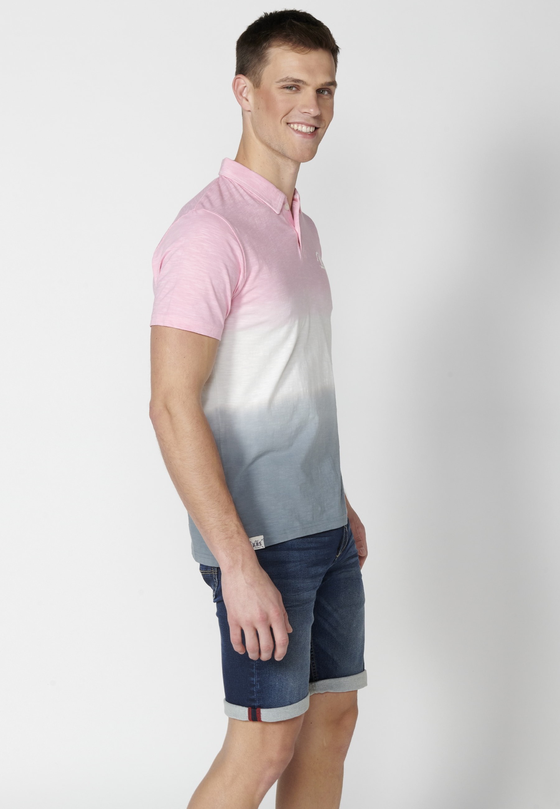 Polo manga corta de Algodón a rayas color Rosa para Hombre