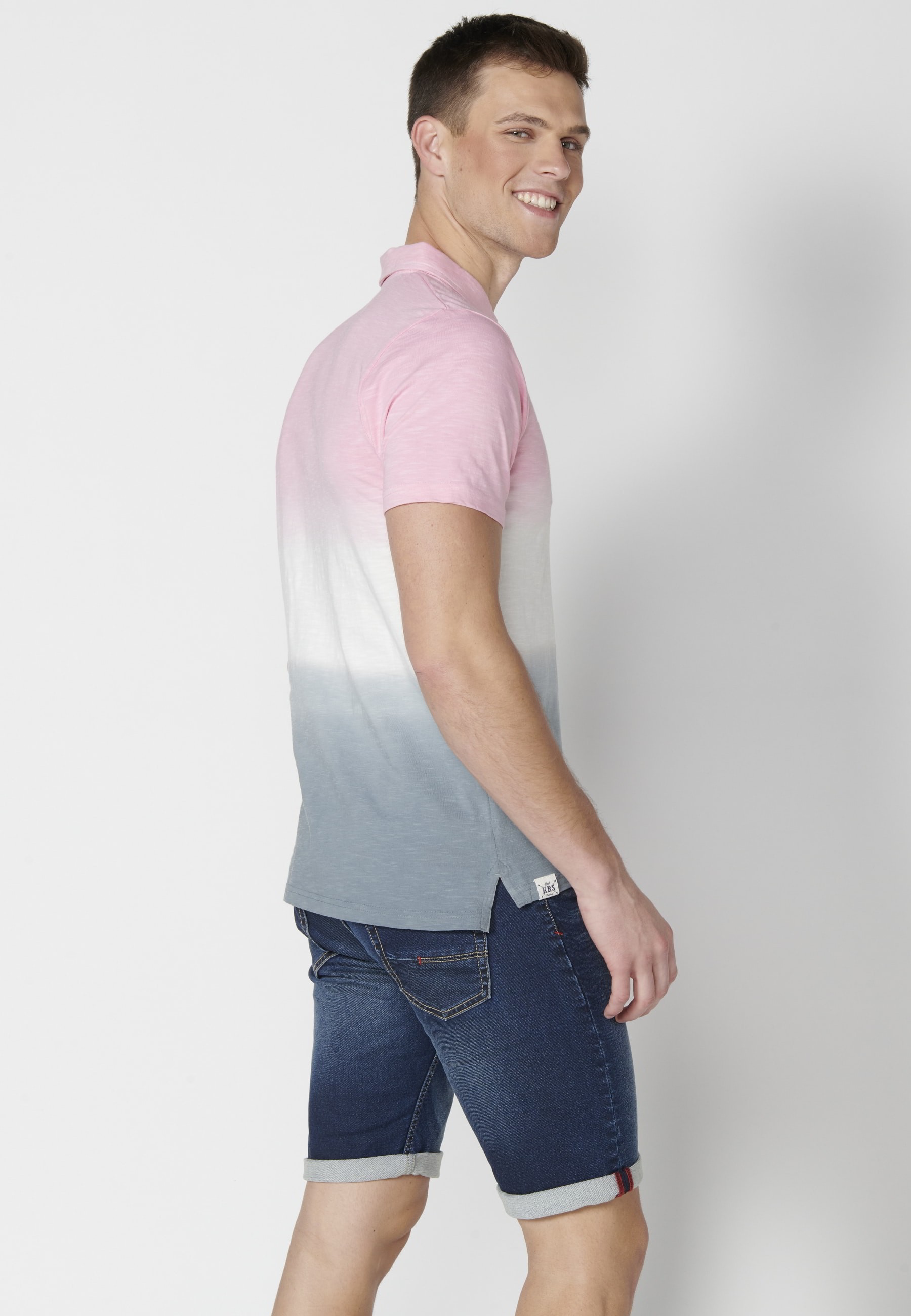 Polo manga corta de Algodón a rayas color Rosa para Hombre