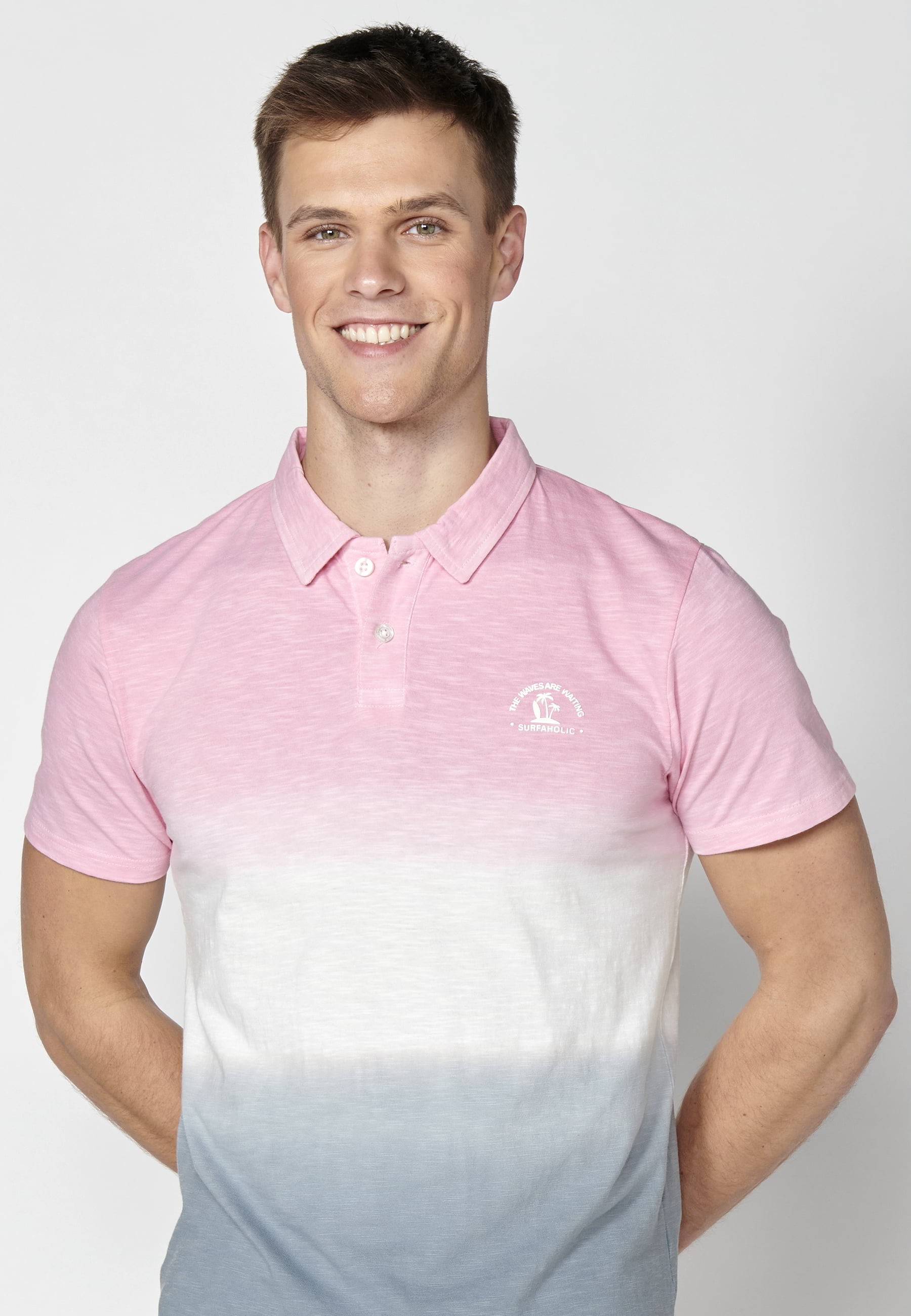 Polo manga corta de Algodón a rayas color Rosa para Hombre