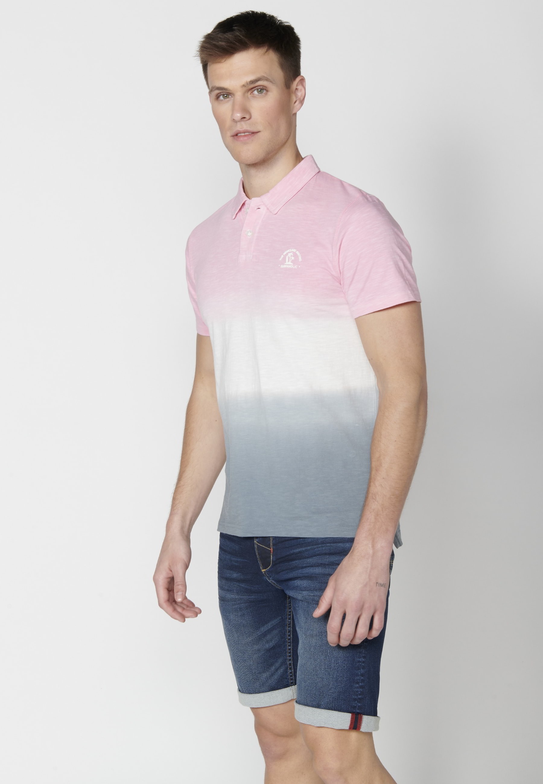 Polo manga corta de Algodón a rayas color Rosa para Hombre