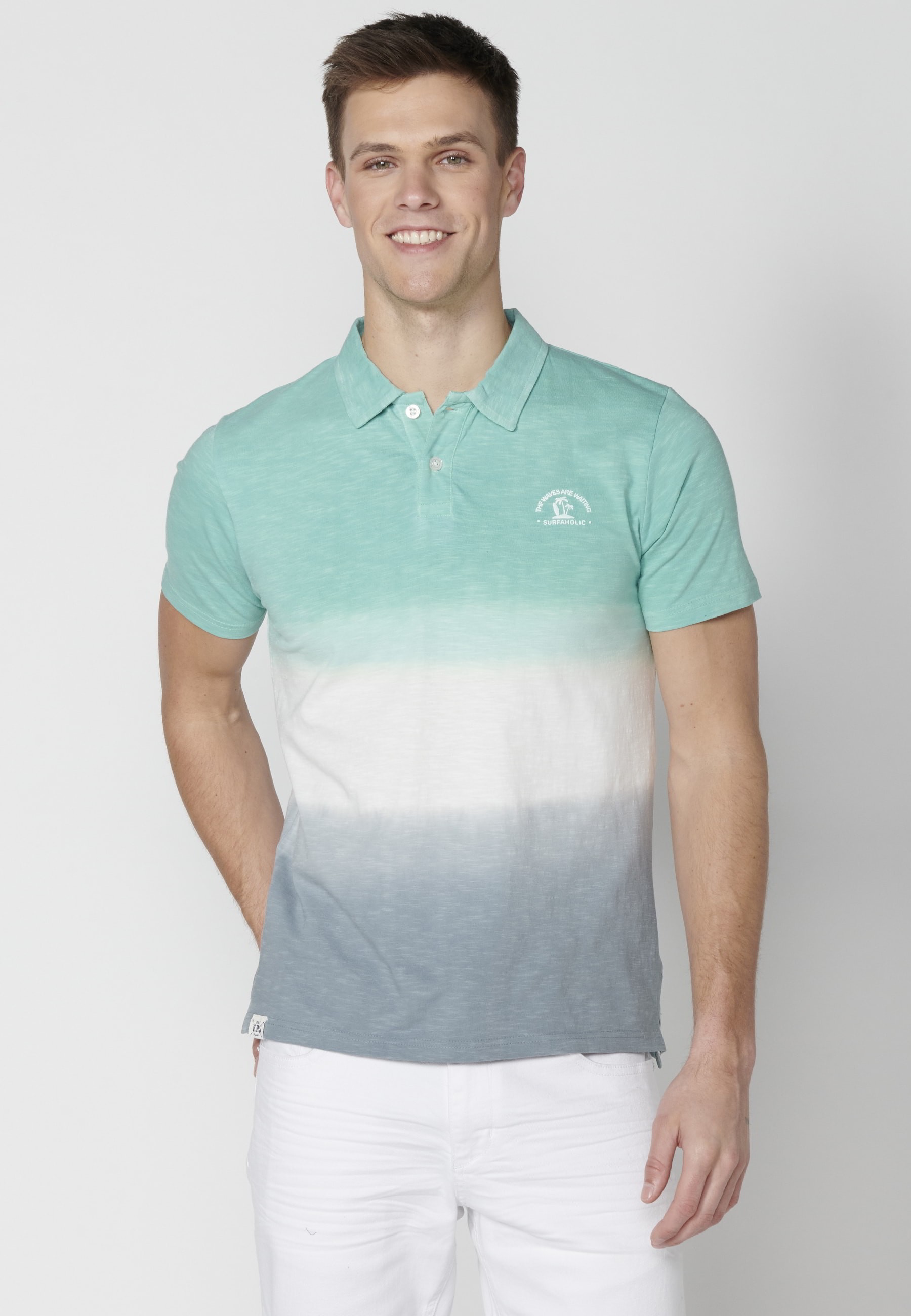 Polo manga corta de Algodón a rayas color Menta para Hombre 