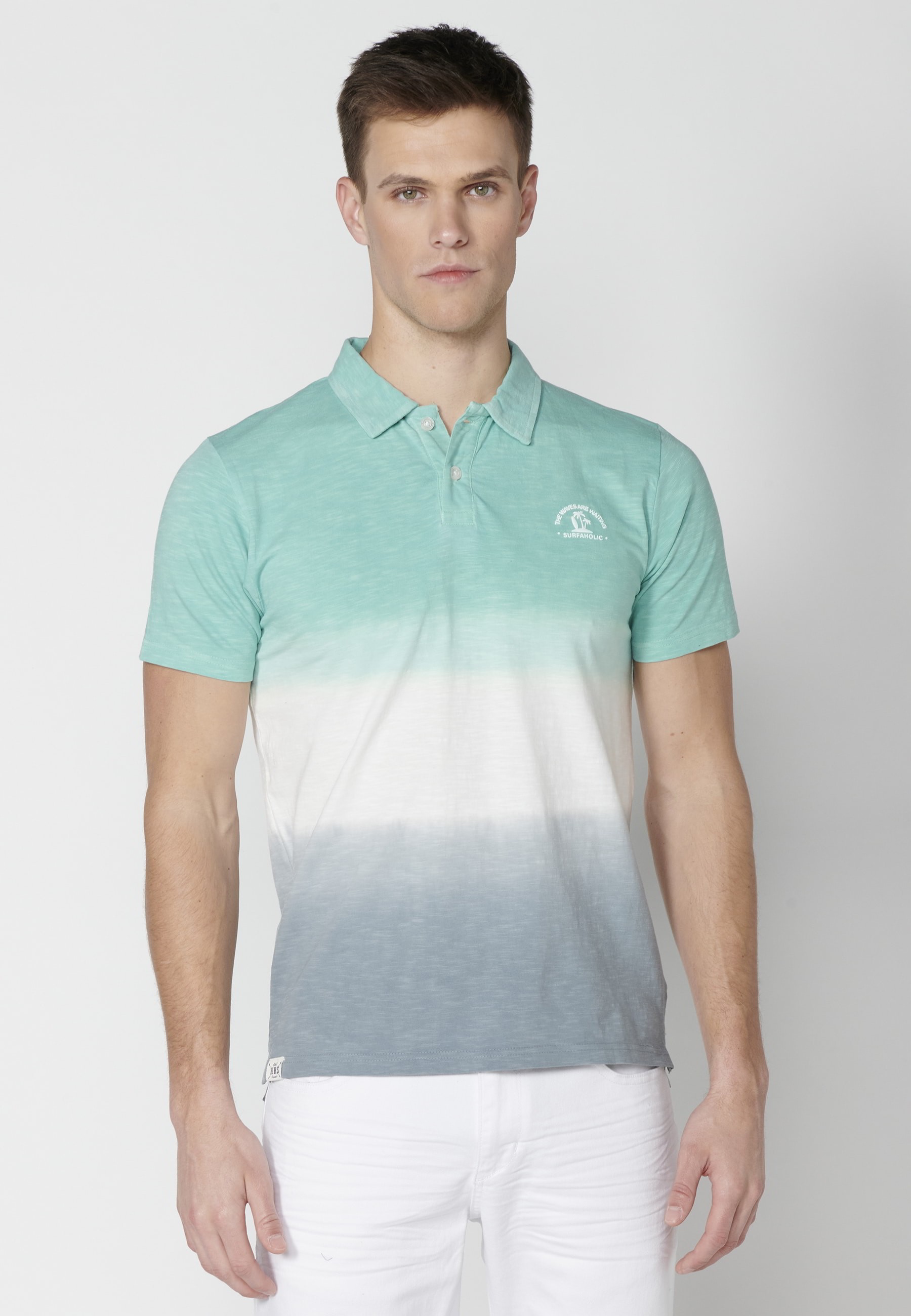 Polo manga corta de Algodón a rayas color Menta para Hombre 