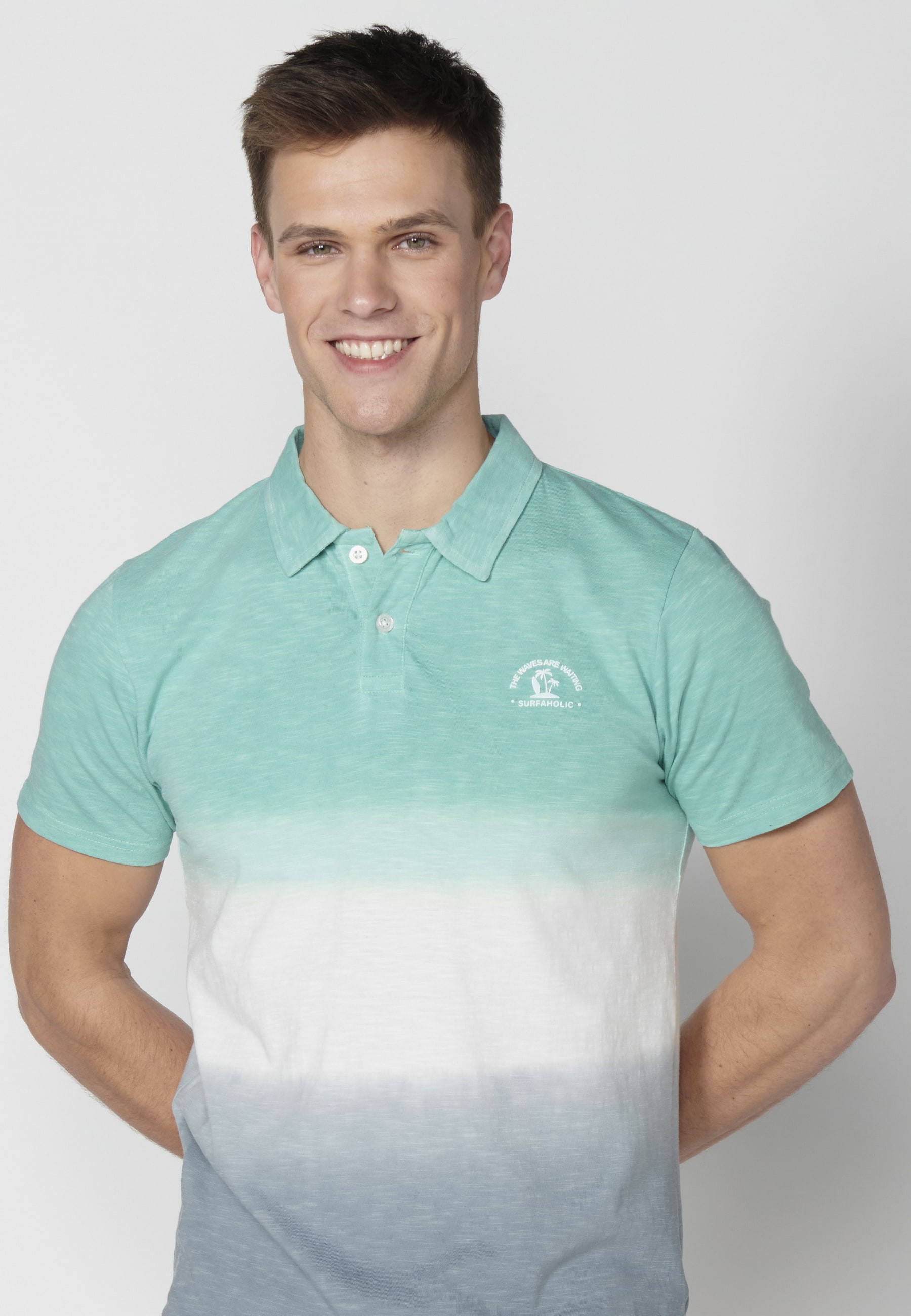 Polo manga corta de Algodón a rayas color Menta para Hombre 