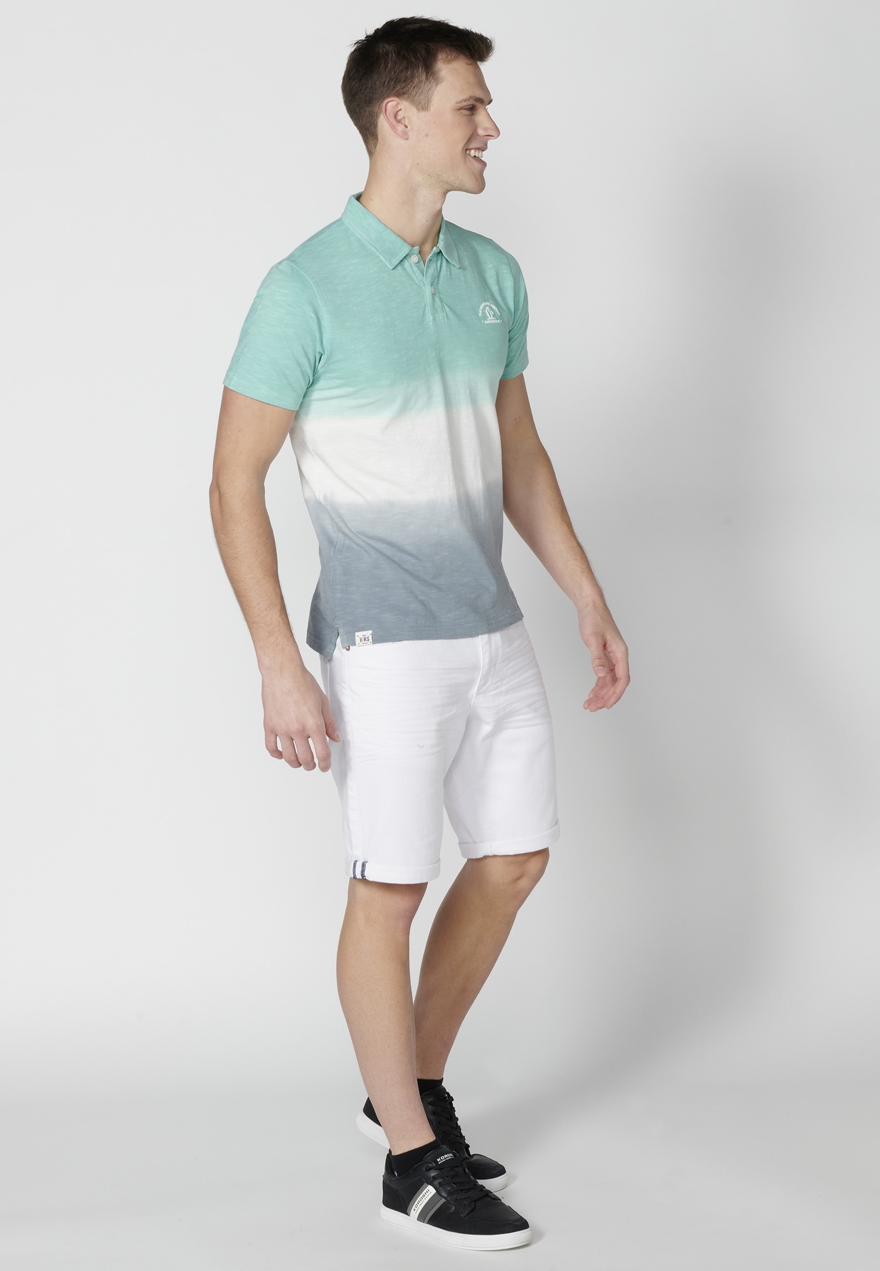 Polo manga corta de Algodón a rayas color Menta para Hombre 