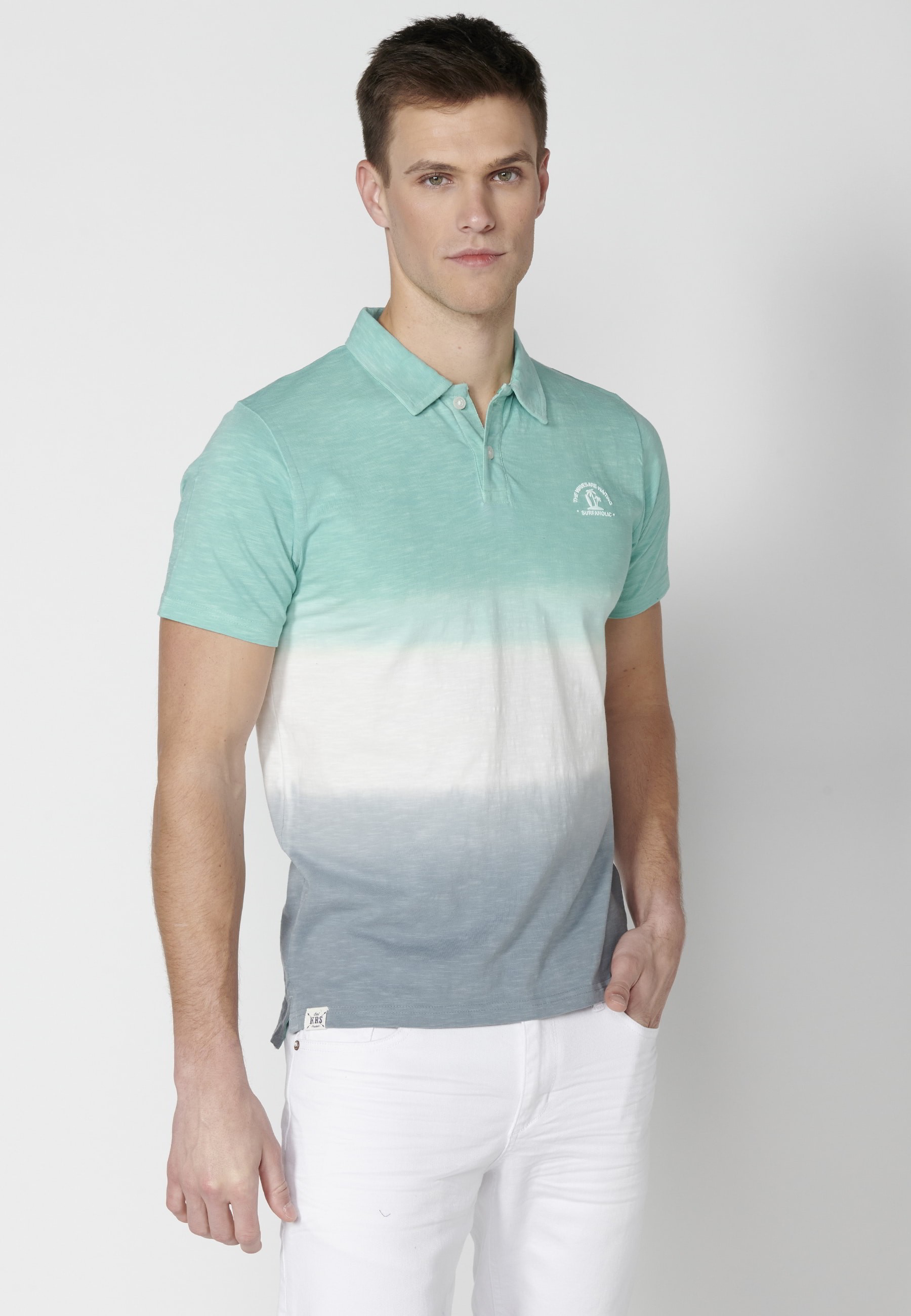 Polo manga corta de Algodón a rayas color Menta para Hombre 