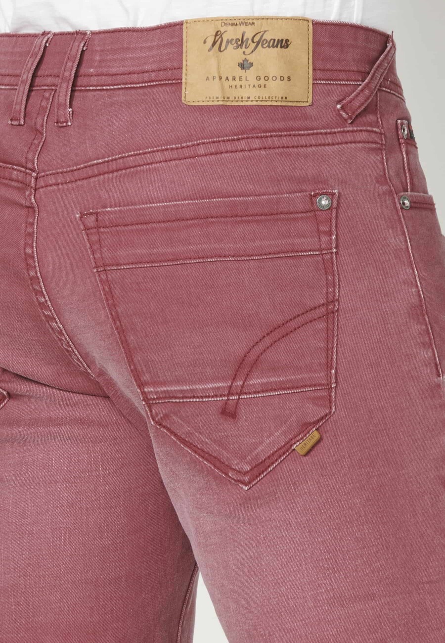 Bermuda-Shorts aus normalem Stretch-Denim in kastanienbrauner Farbe für Herren 7