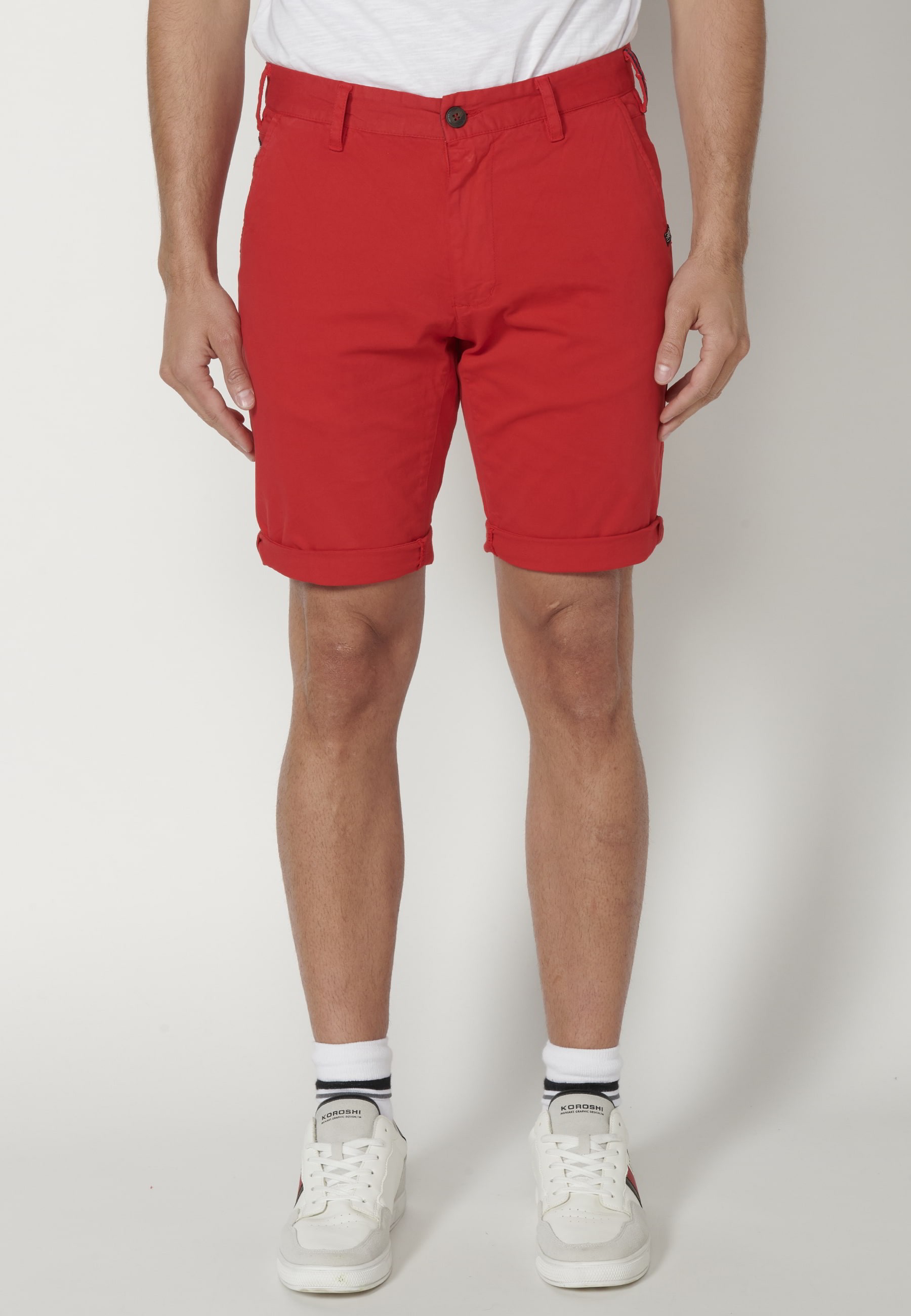 Pantalón corto Bermuda estilo Chino color Rojo para Hombre