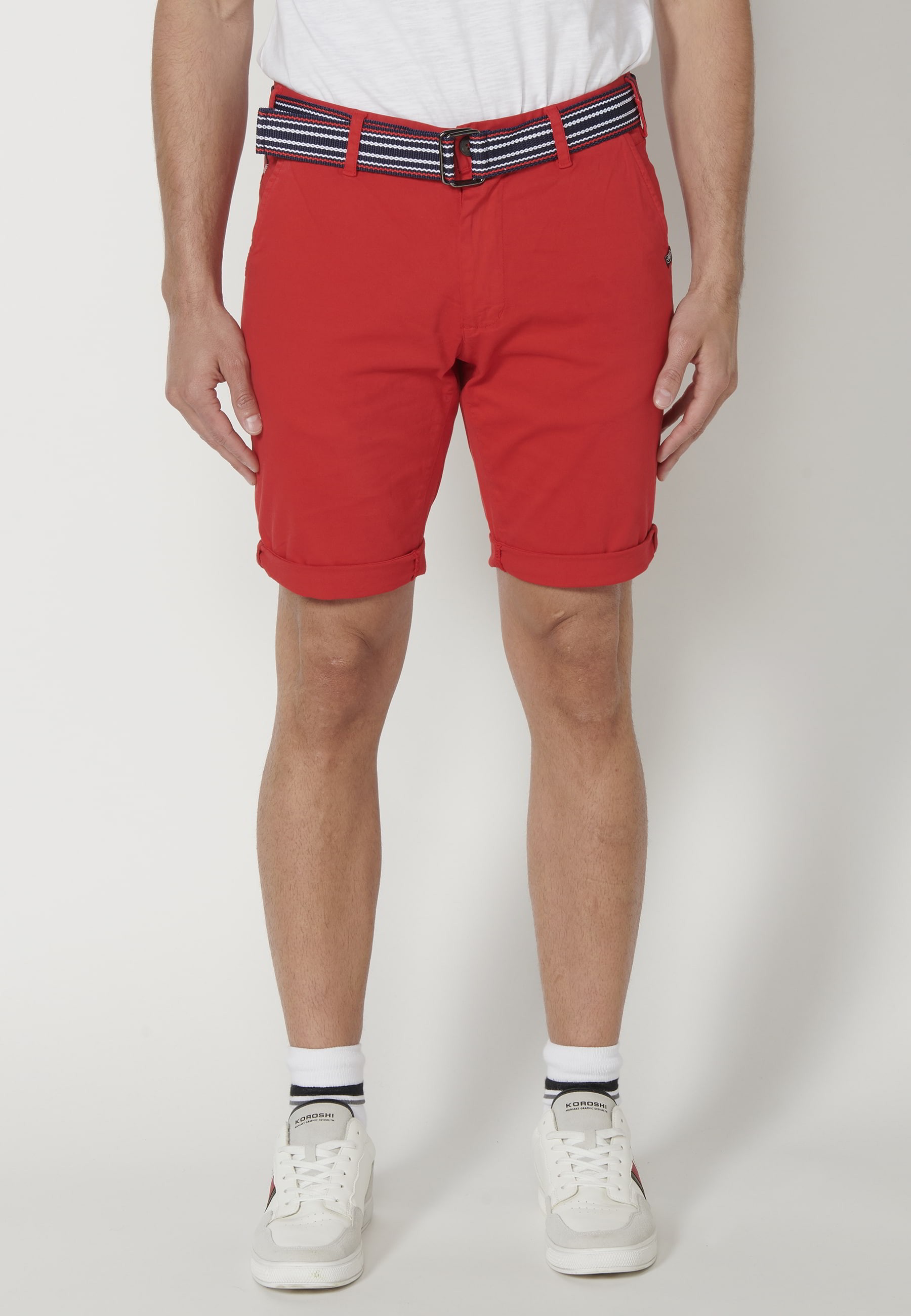 Pantalón corto Bermuda estilo Chino color Rojo para Hombre