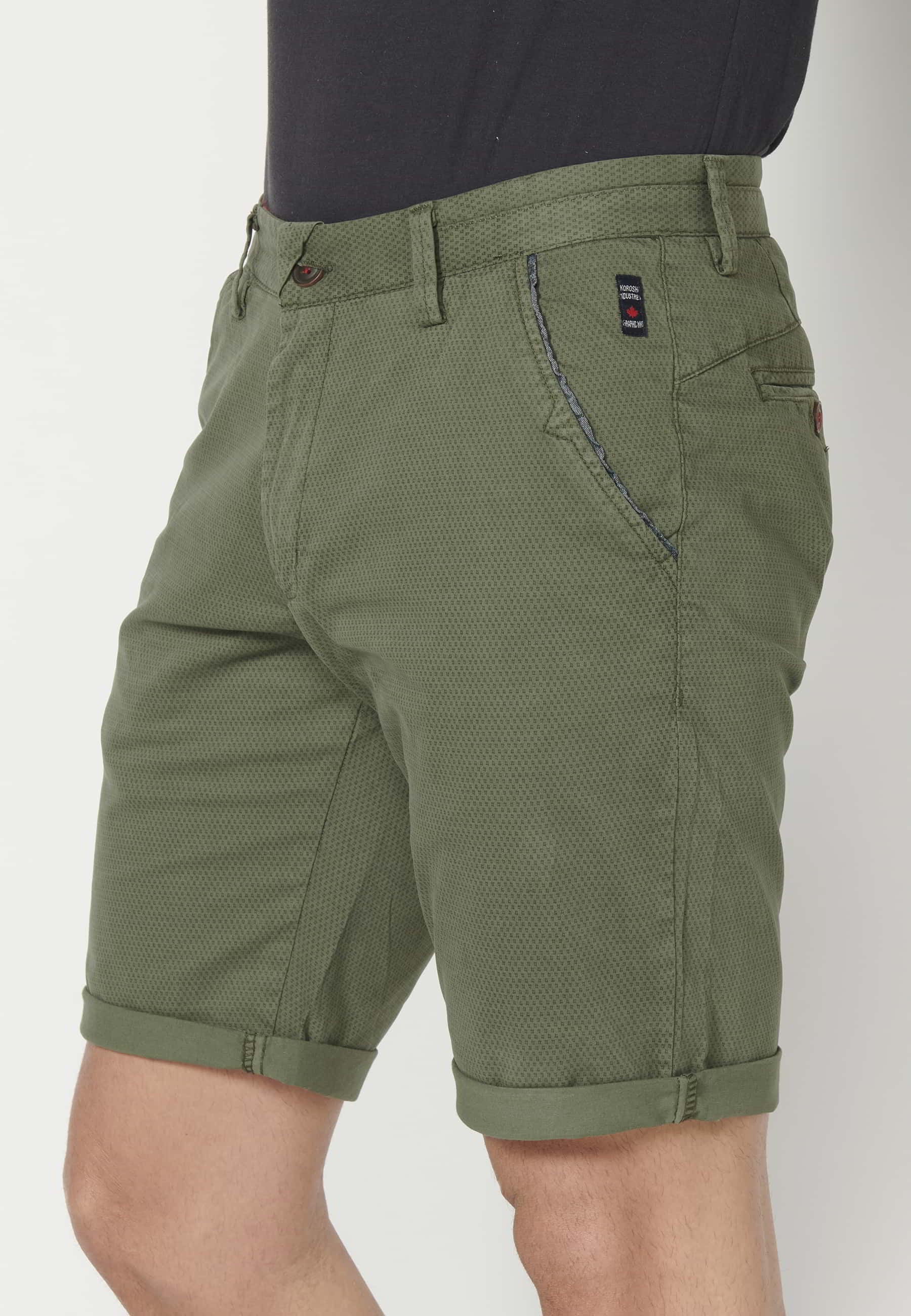 Khakifarbene Bermuda-Shorts im Chini-Stil für Herren