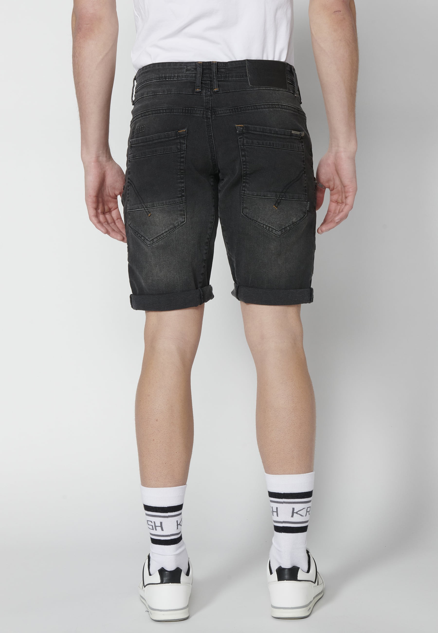 Shorts Bermuda Denim Stretch Regular Fit mit vier Taschen Farbe Schwarz für Herren