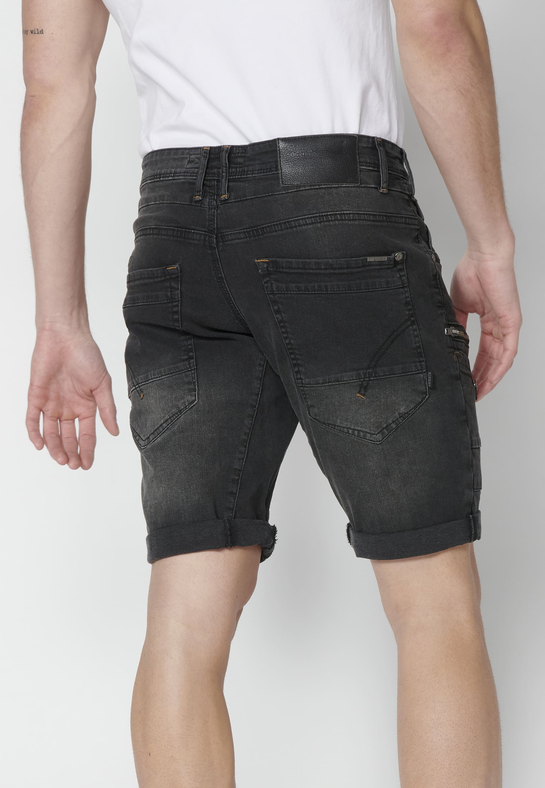 Shorts Bermuda Denim Stretch Regular Fit mit vier Taschen Farbe Schwarz für Herren