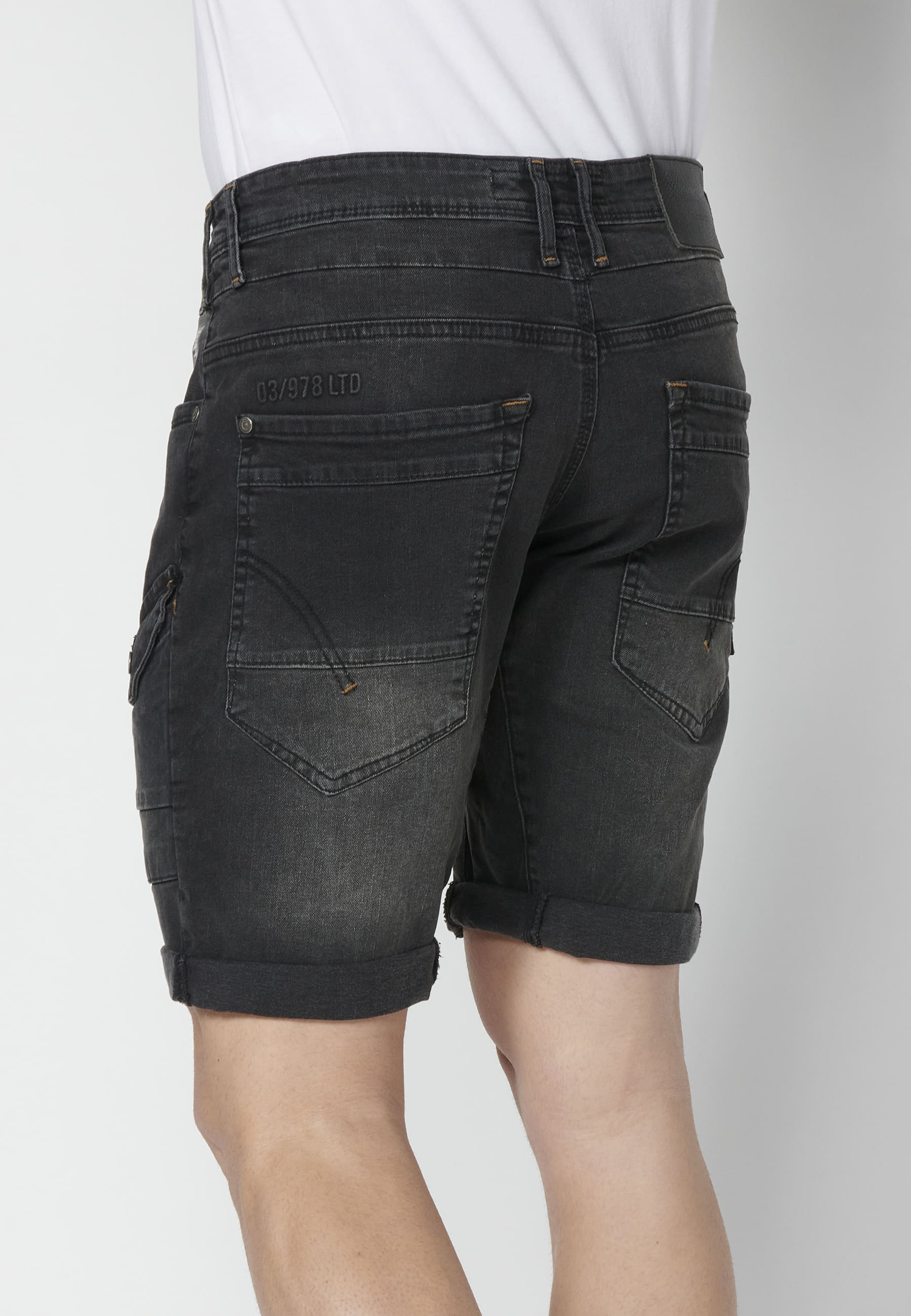 Shorts Bermuda Denim Stretch Regular Fit mit vier Taschen Farbe Schwarz für Herren