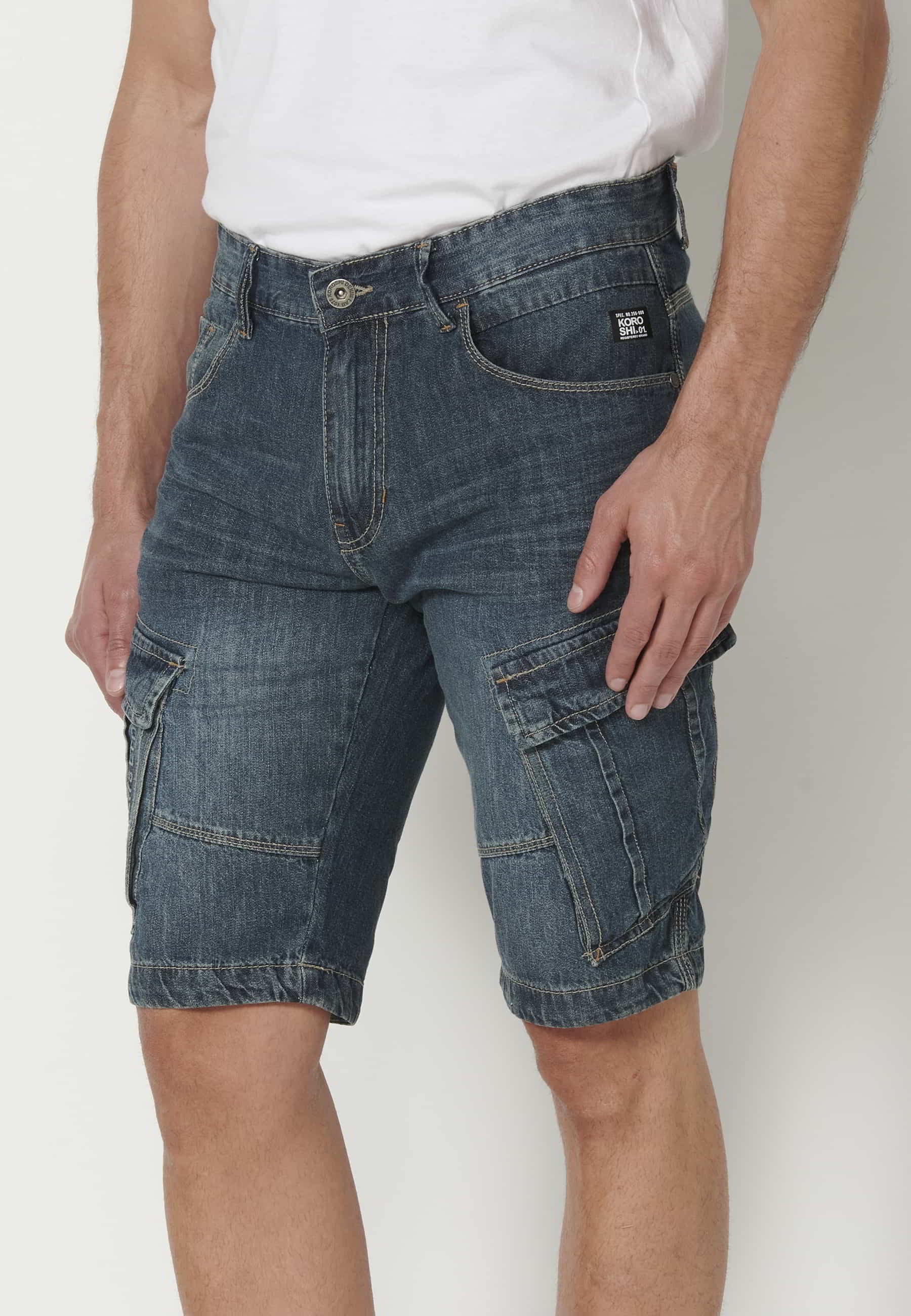 Shorts Bermuda Denim Stretch Regular Fit Farbe Blau für Herren