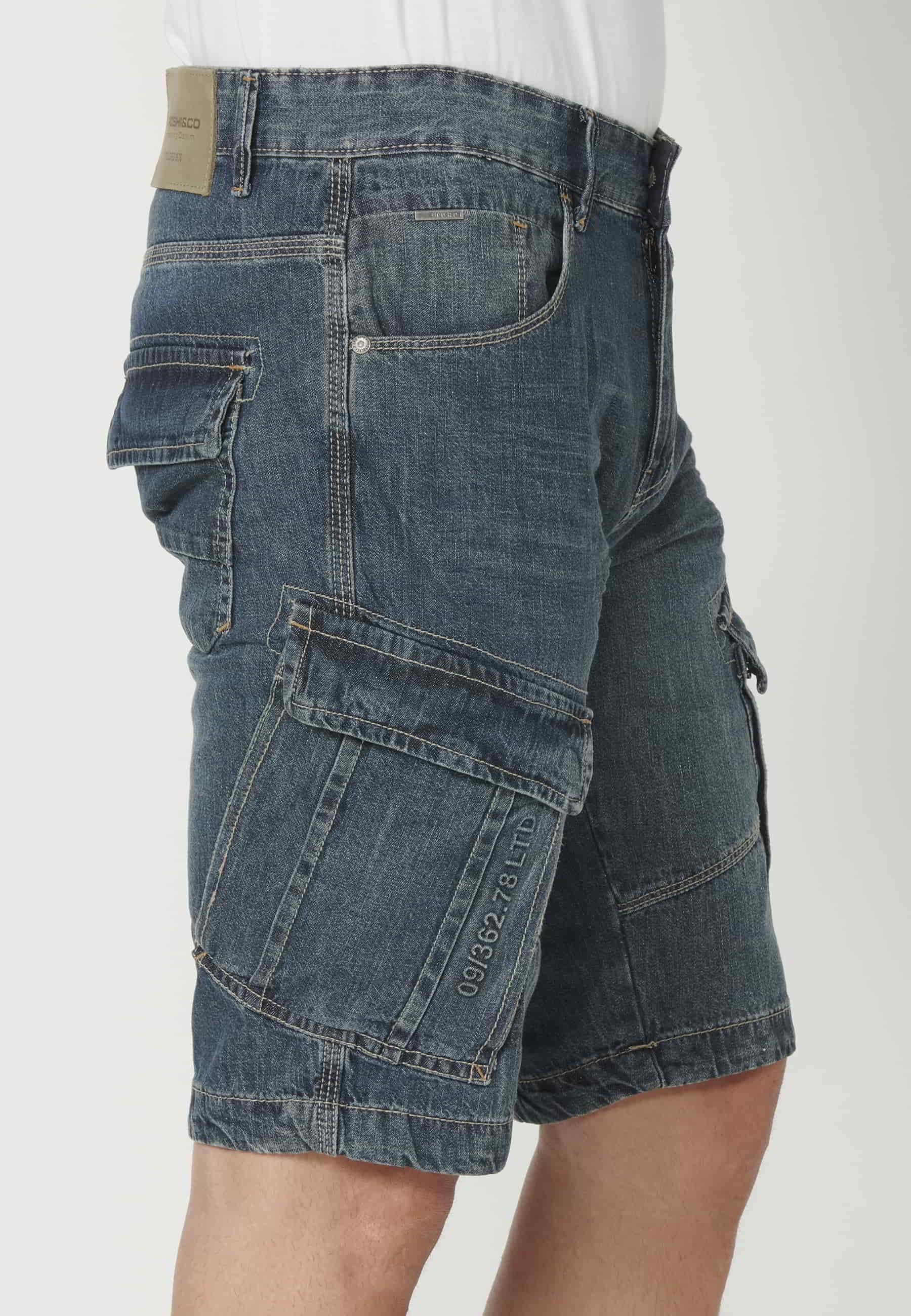 Shorts Bermuda Denim Stretch Regular Fit Farbe Blau für Herren