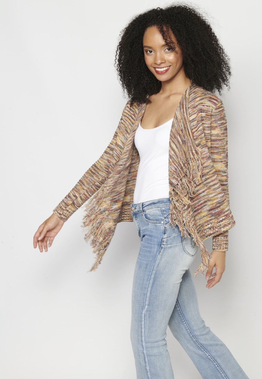 Acrylic knit jacket with fringed finishes 4