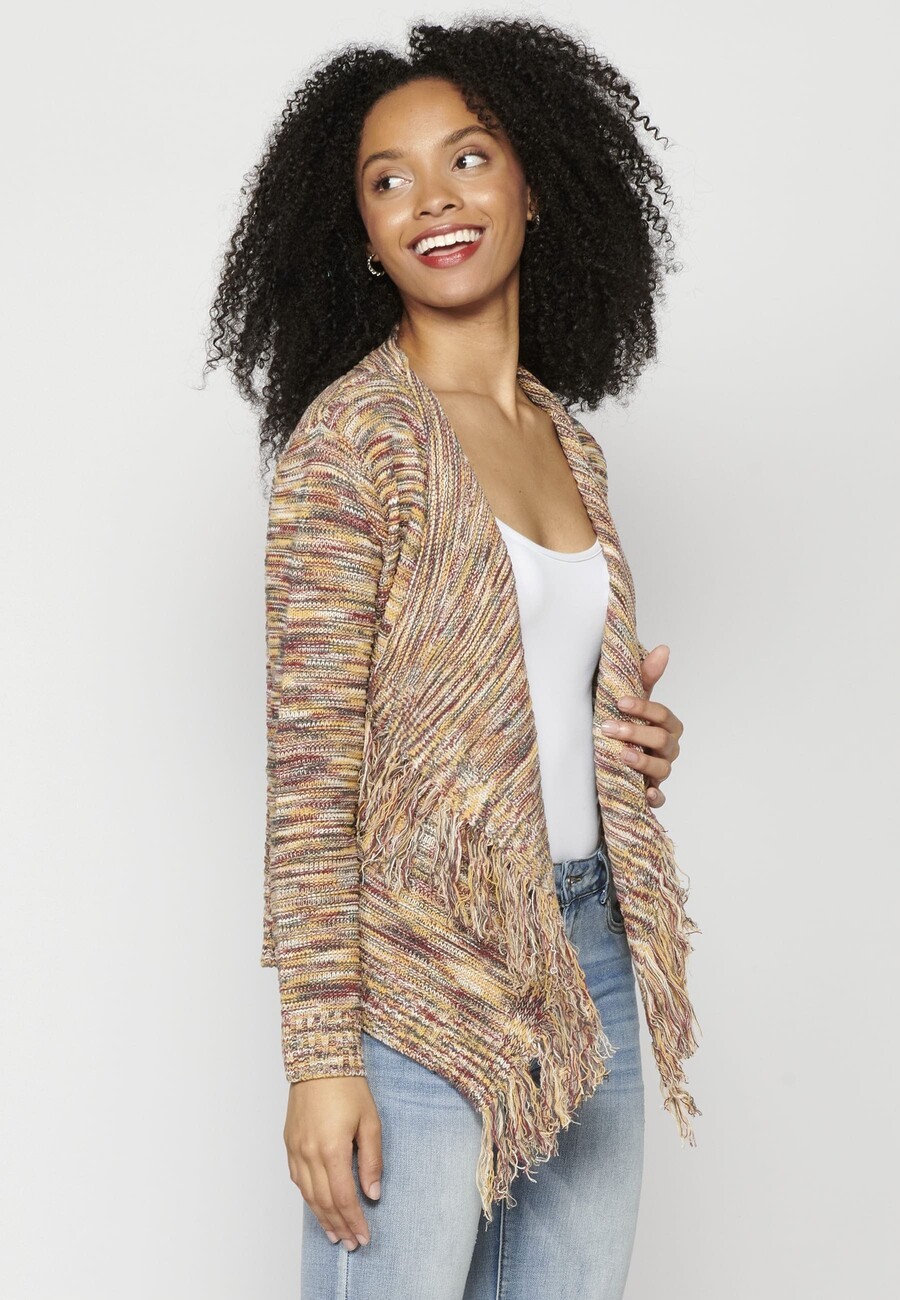 Acrylic knit jacket with fringed finishes 7