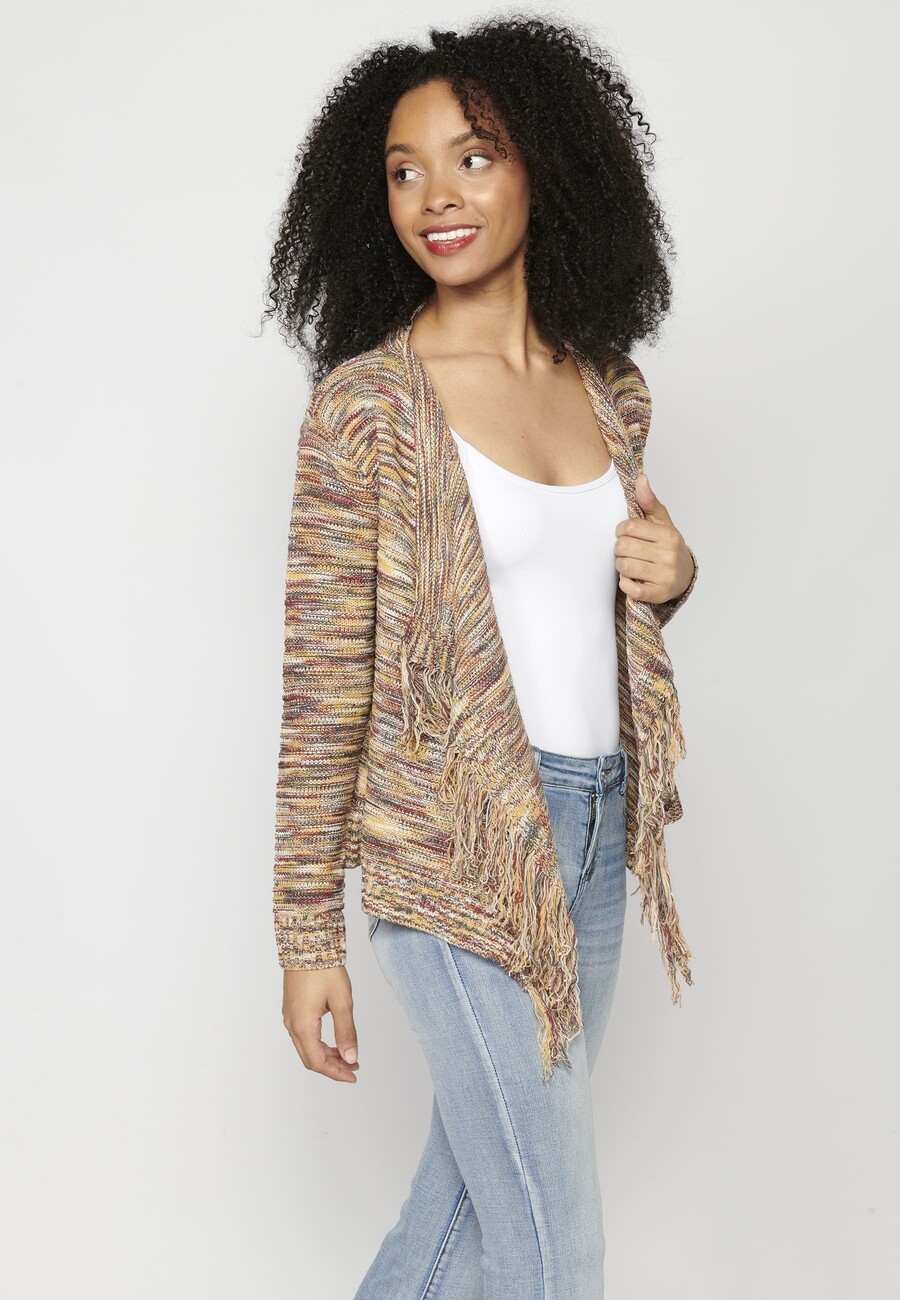 Acrylic knit jacket with fringed finishes 11