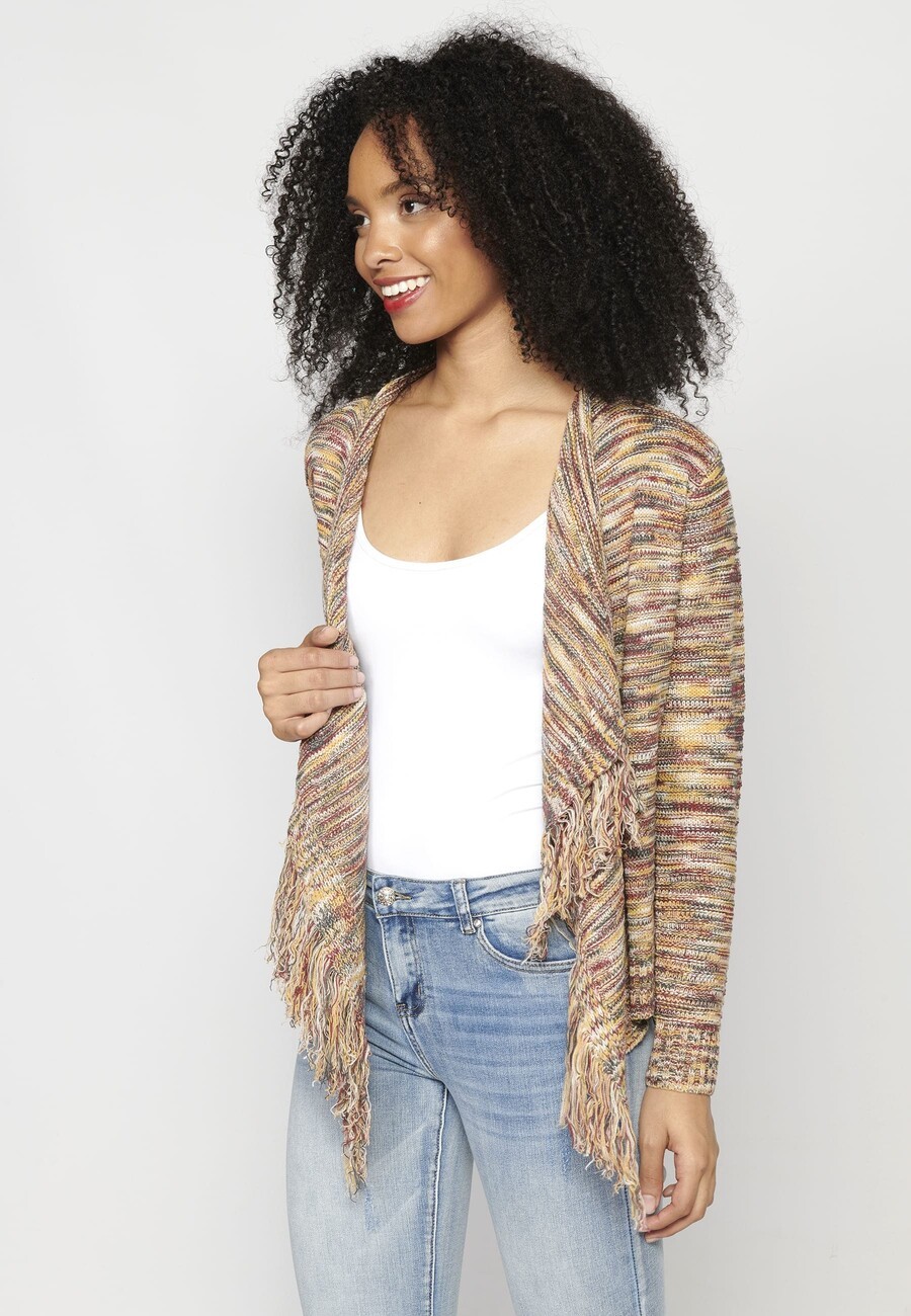 Acrylic knit jacket with fringed finishes 9