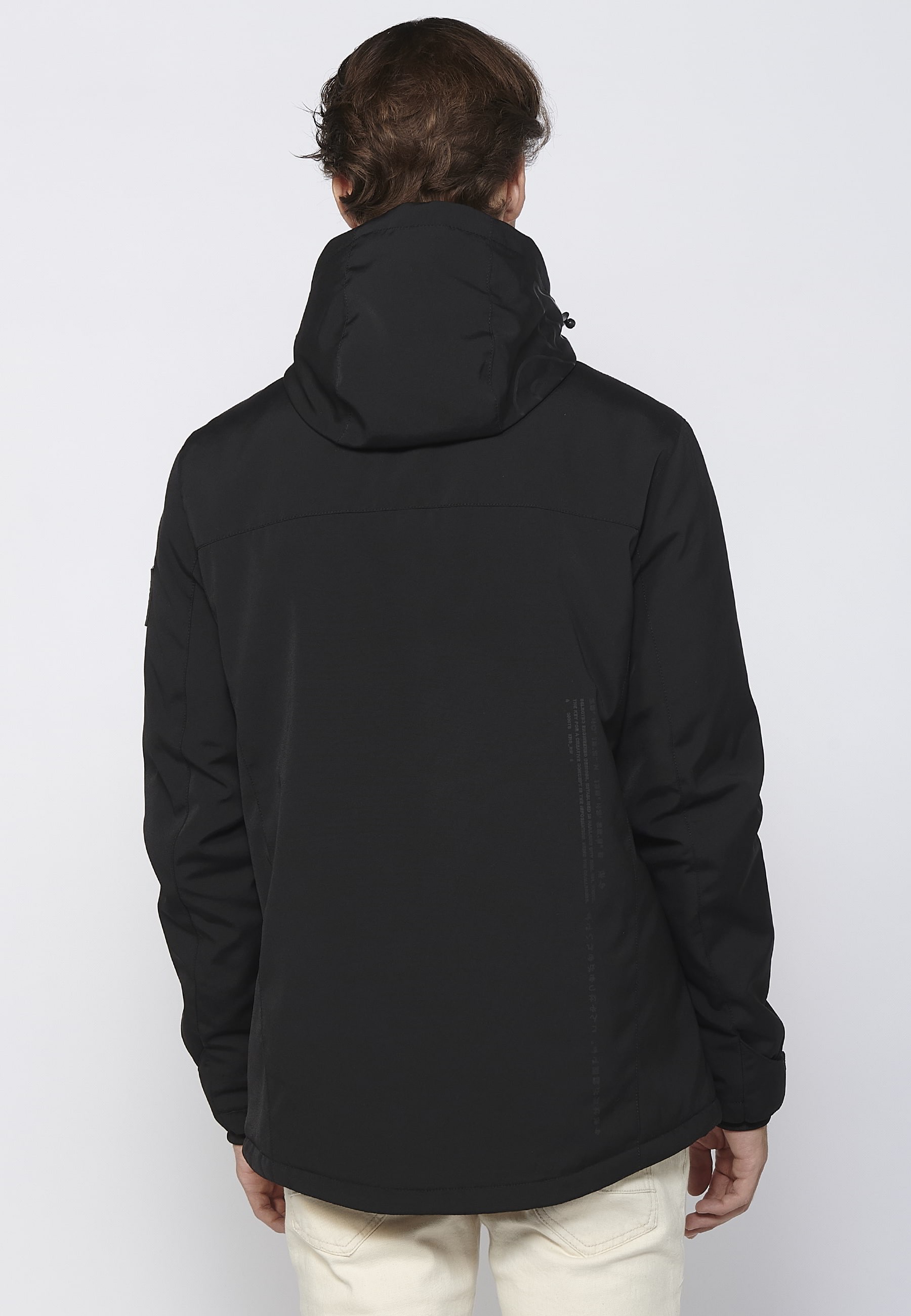 Long-sleeved parka jacket with hooded collar in Black for Men 9