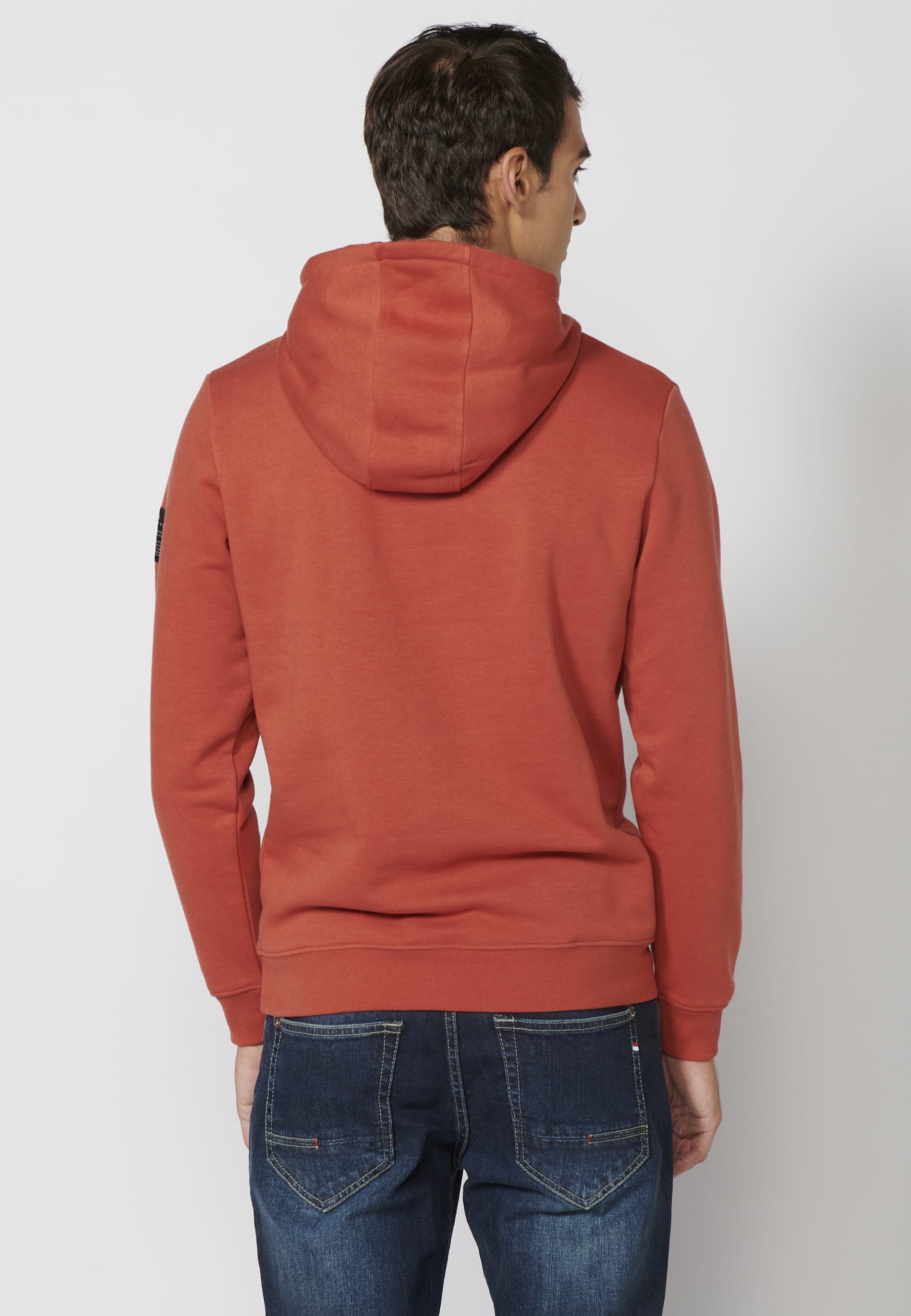 Sudadera de manga larga con capucha ajustable color Naranja para Hombre