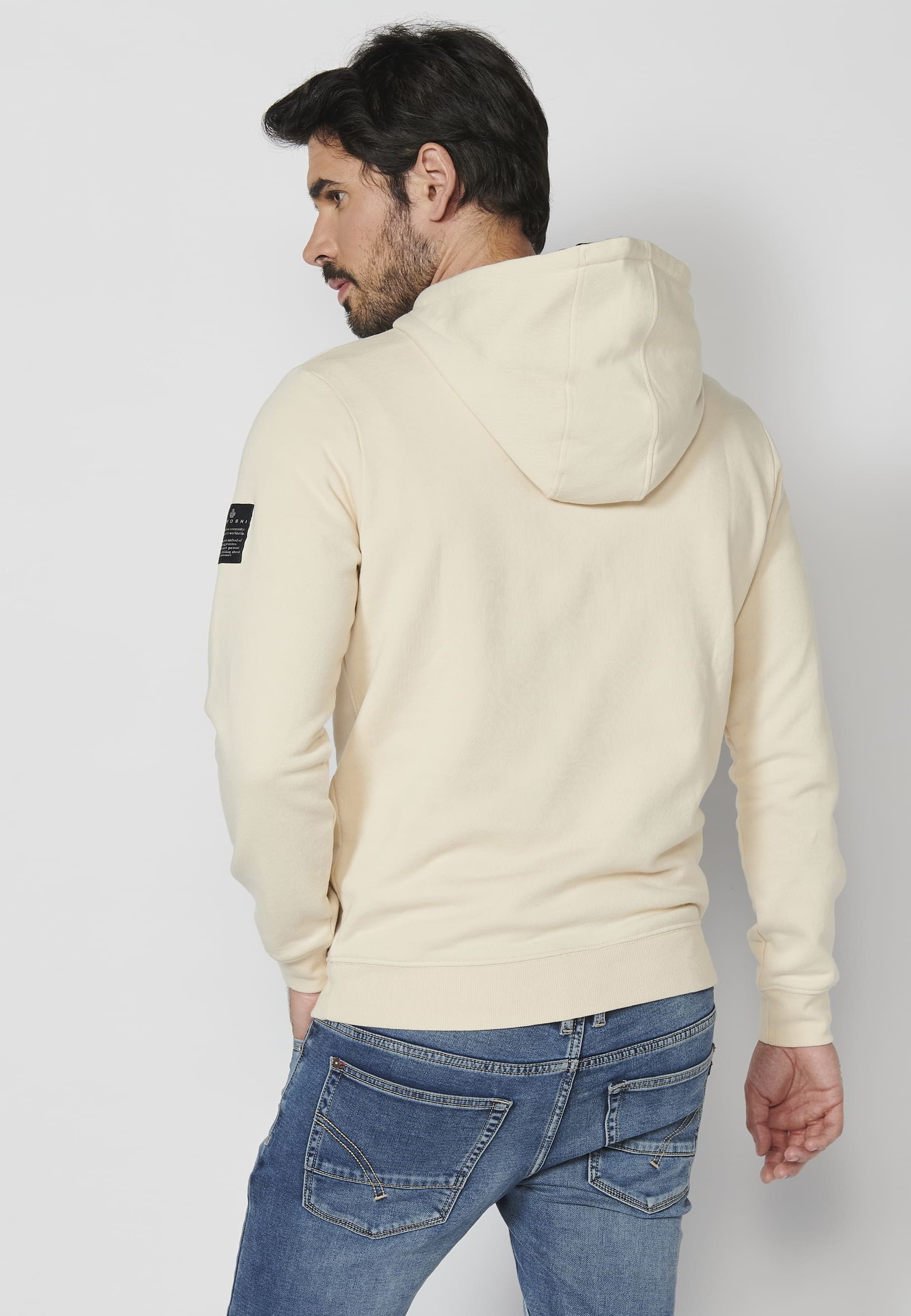 Langarm-Sweatshirt, strukturierter Kapuzenhals vorne, Schwarz für Herren 1