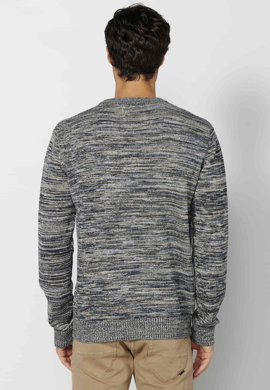 Men's heather gray round neck long sleeve knitted sweater 6