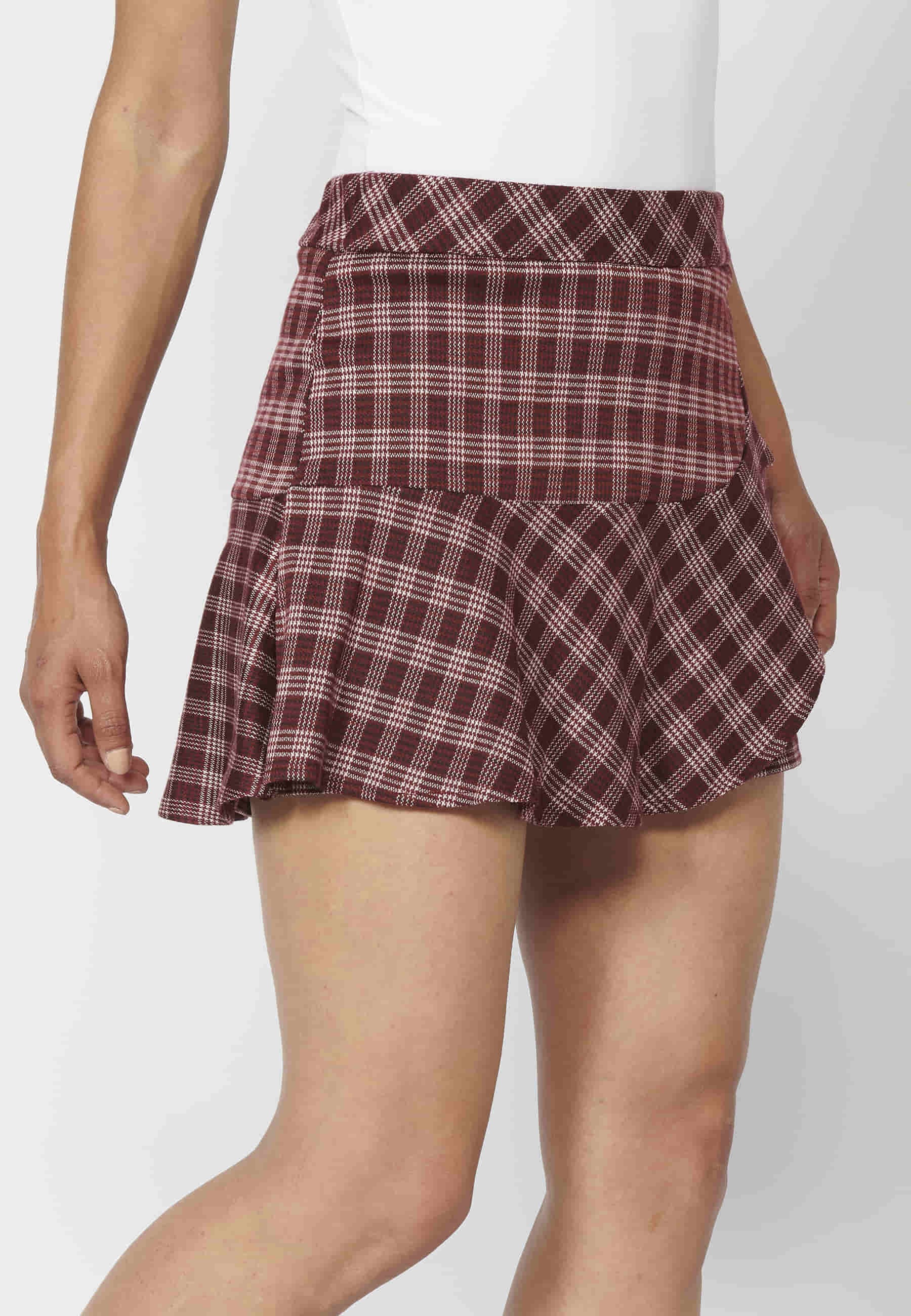 Maroon Striped Print Short Skirt for Women