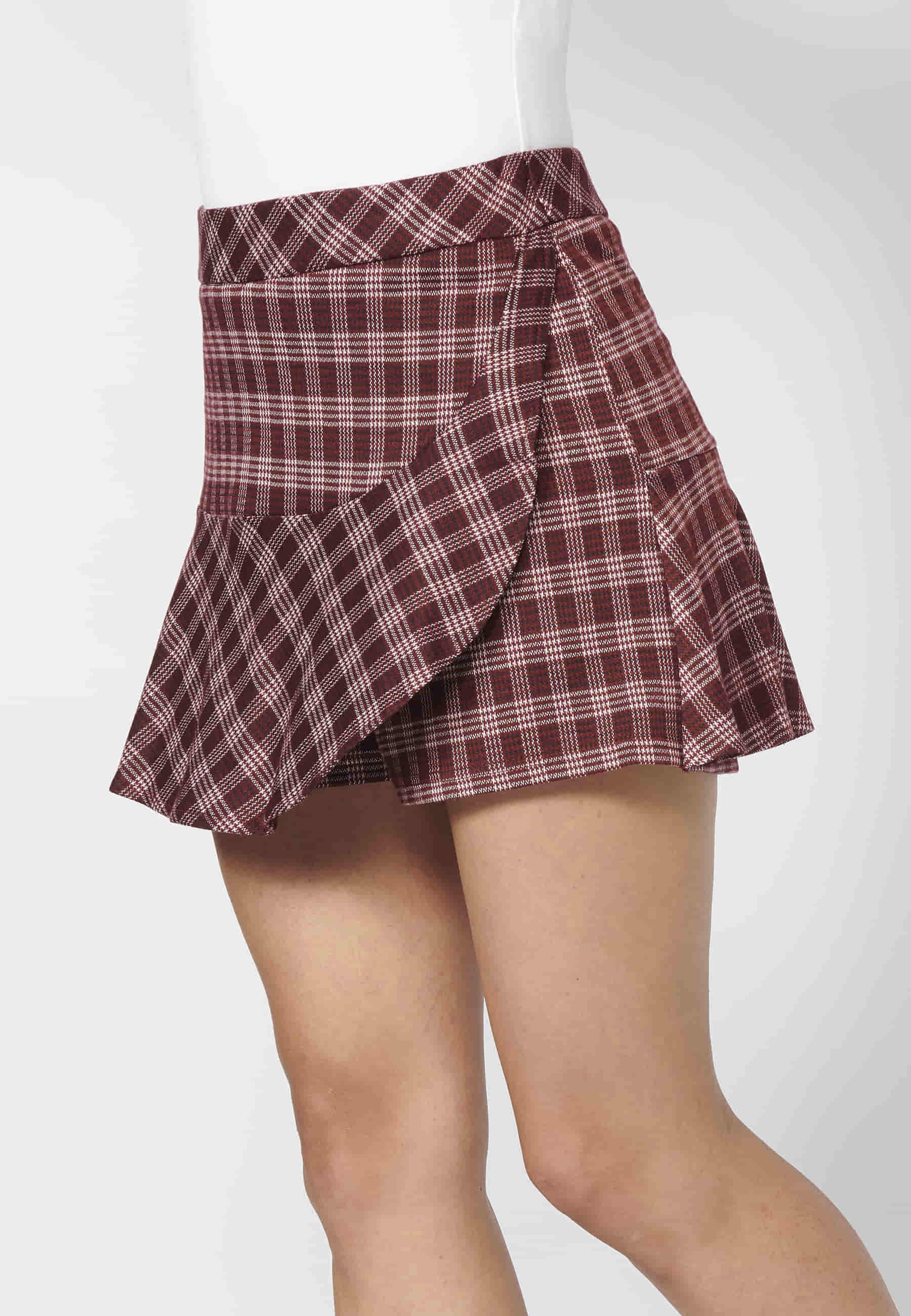 Maroon Striped Print Short Skirt for Women