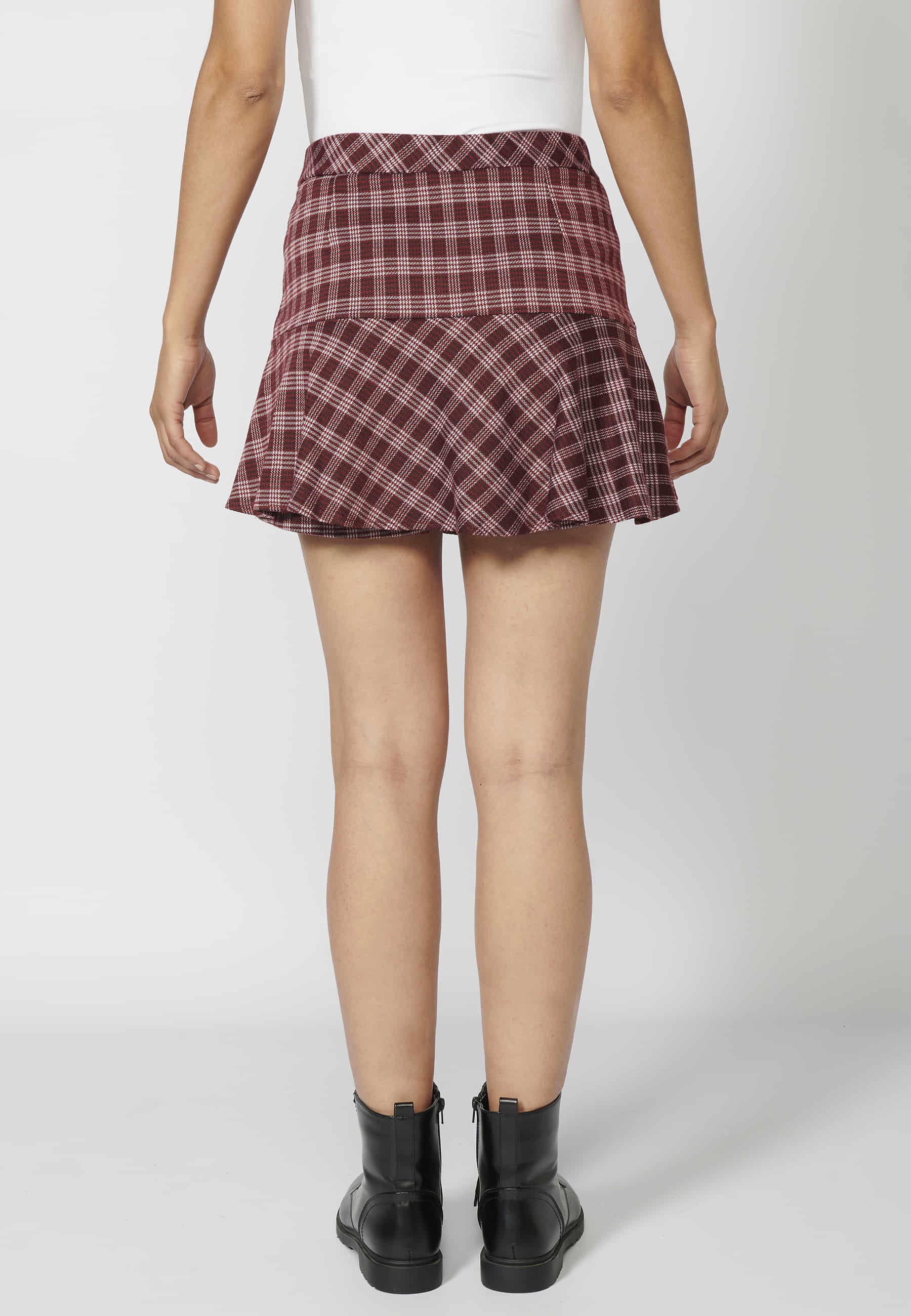 Maroon Striped Print Short Skirt for Women