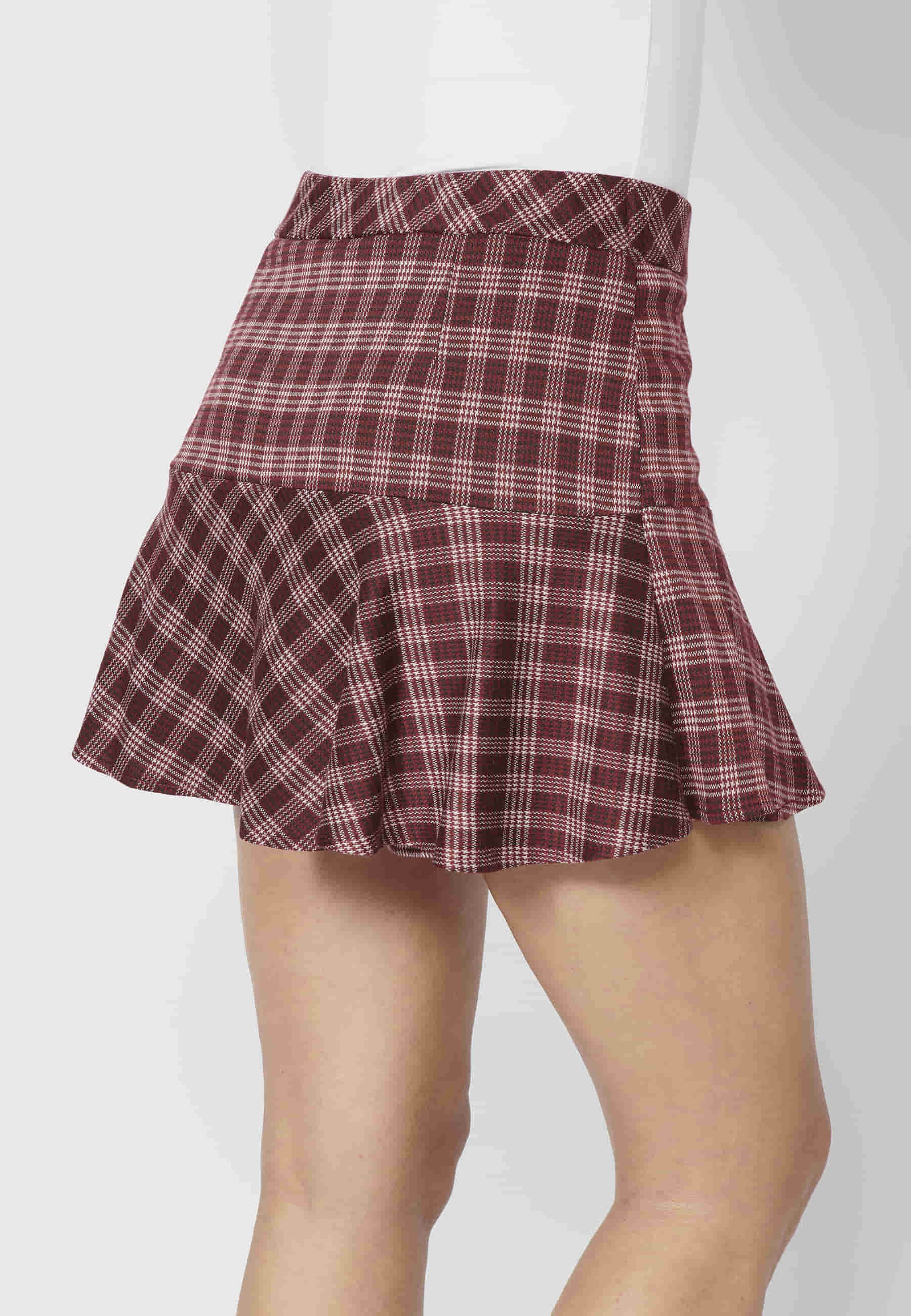 Maroon Striped Print Short Skirt for Women