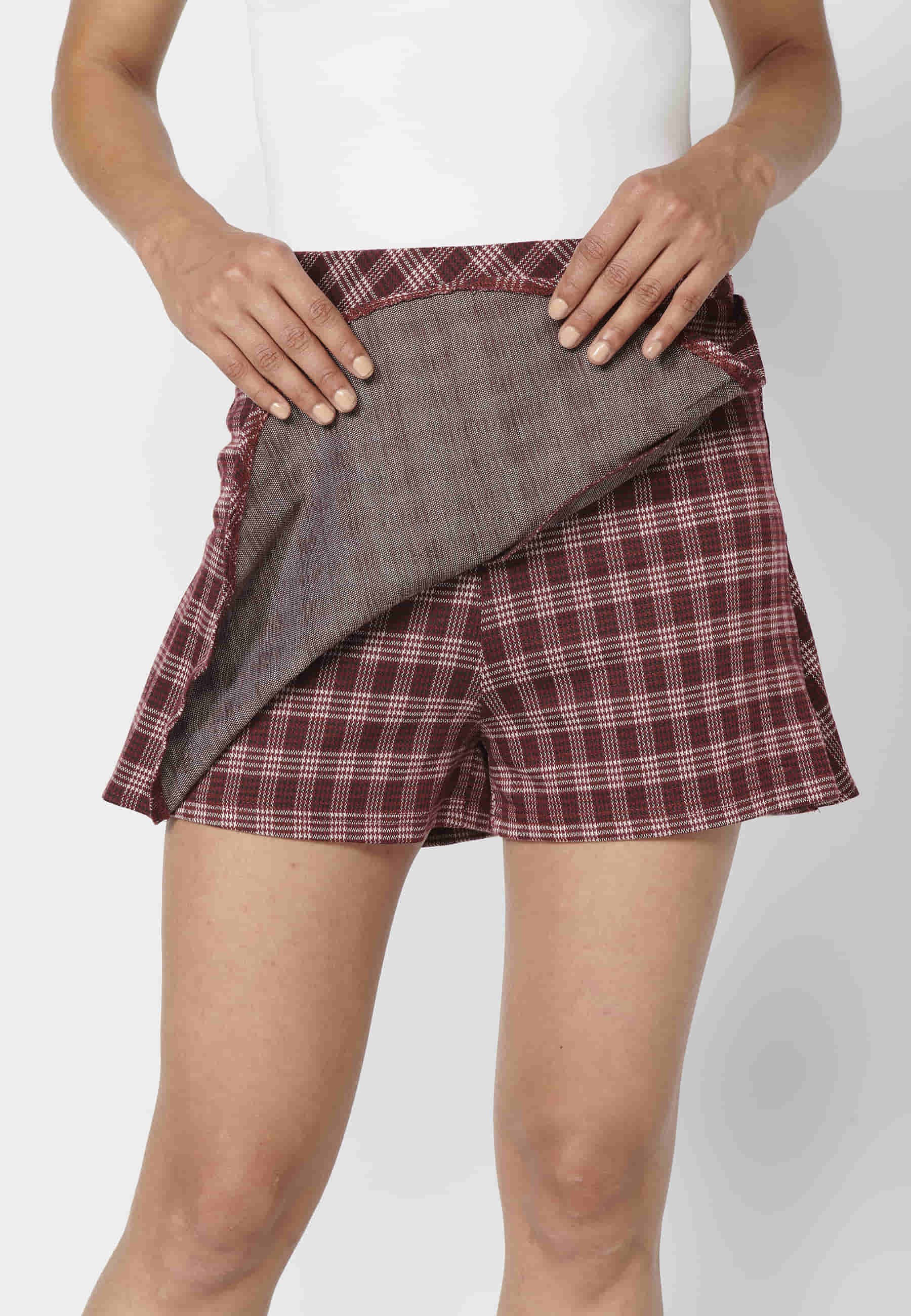 Maroon Striped Print Short Skirt for Women