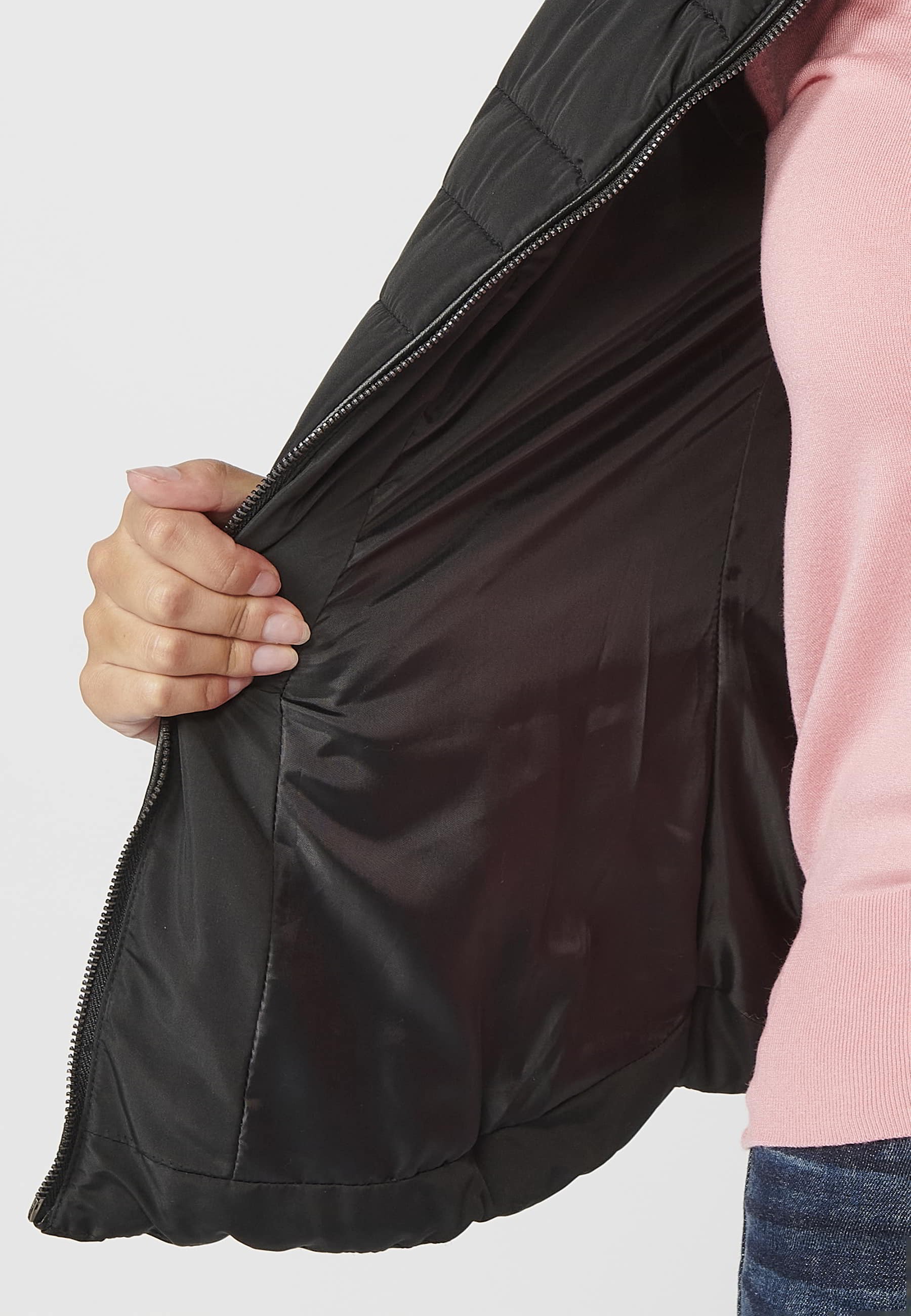 Chaqueta parka acolchada con cuello forro sintético color Negro para Mujer