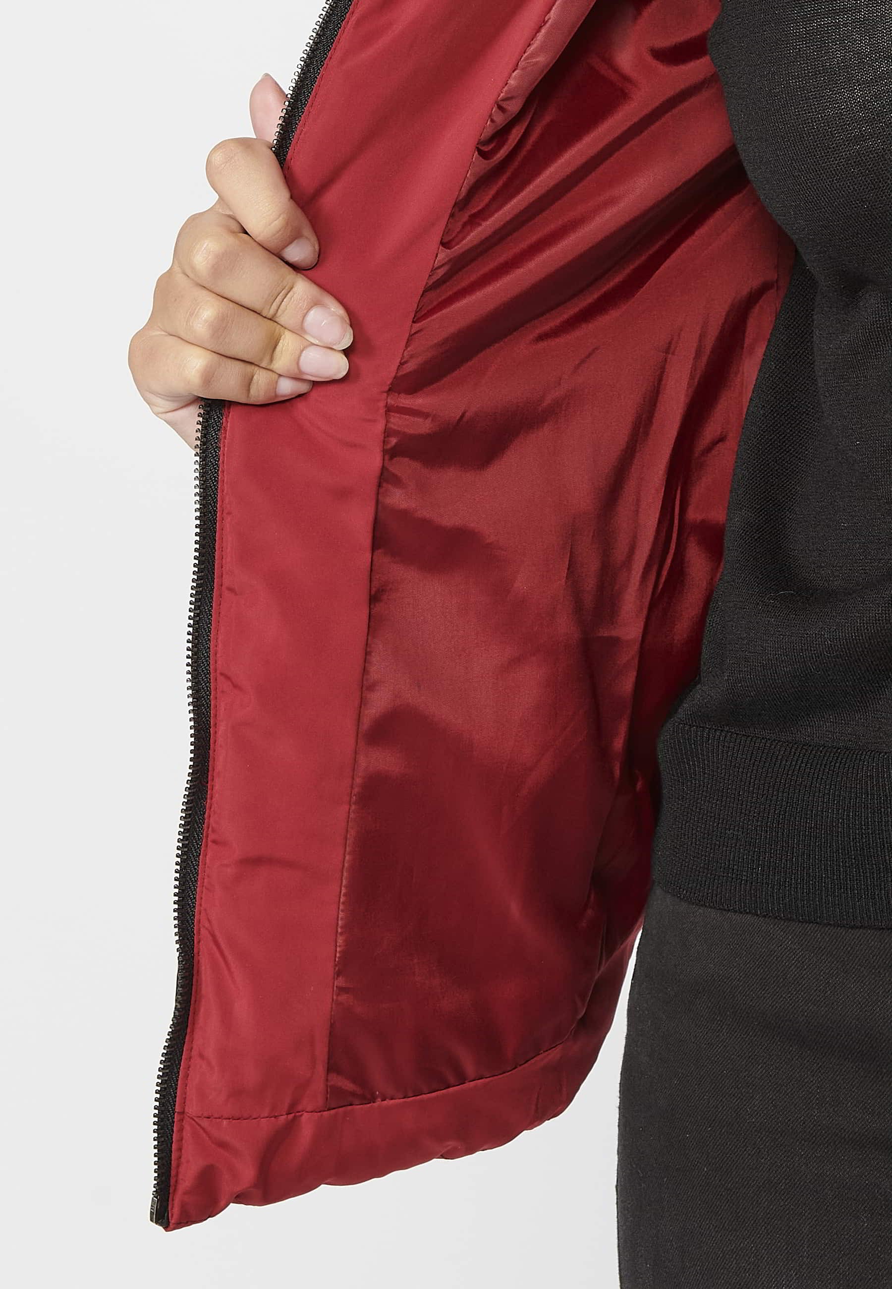 Parka matelassée rouge col doublure synthétique pour Femme