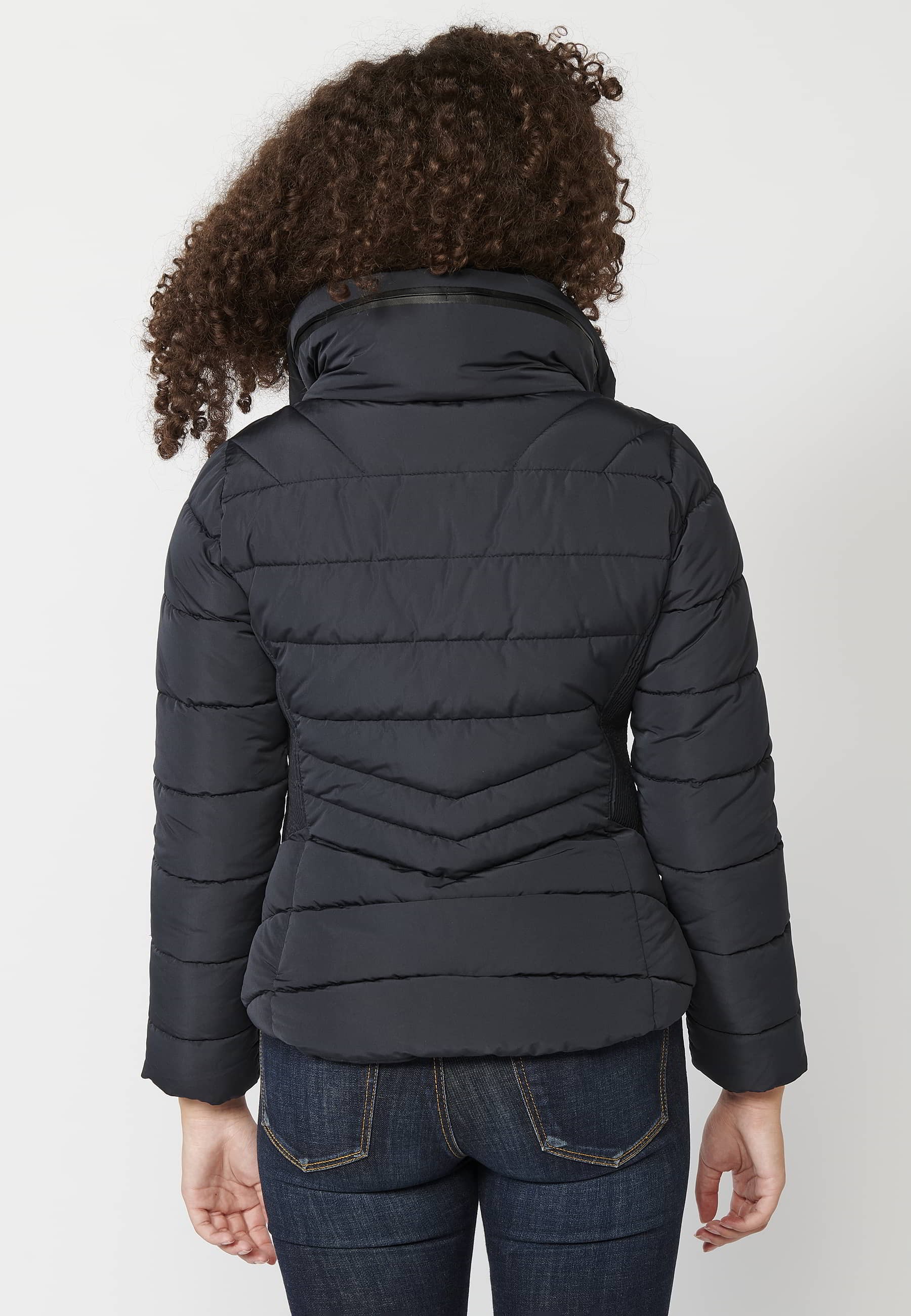 Chaqueta parka acolchada con cuello forro sintético color Navy para Mujer 8