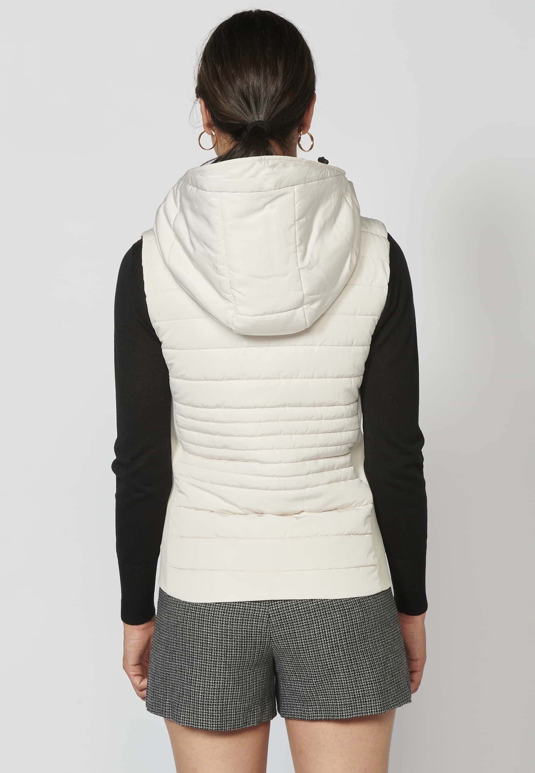 Chaleco acolchado de cuello alto con capucha color Blanco para Mujer