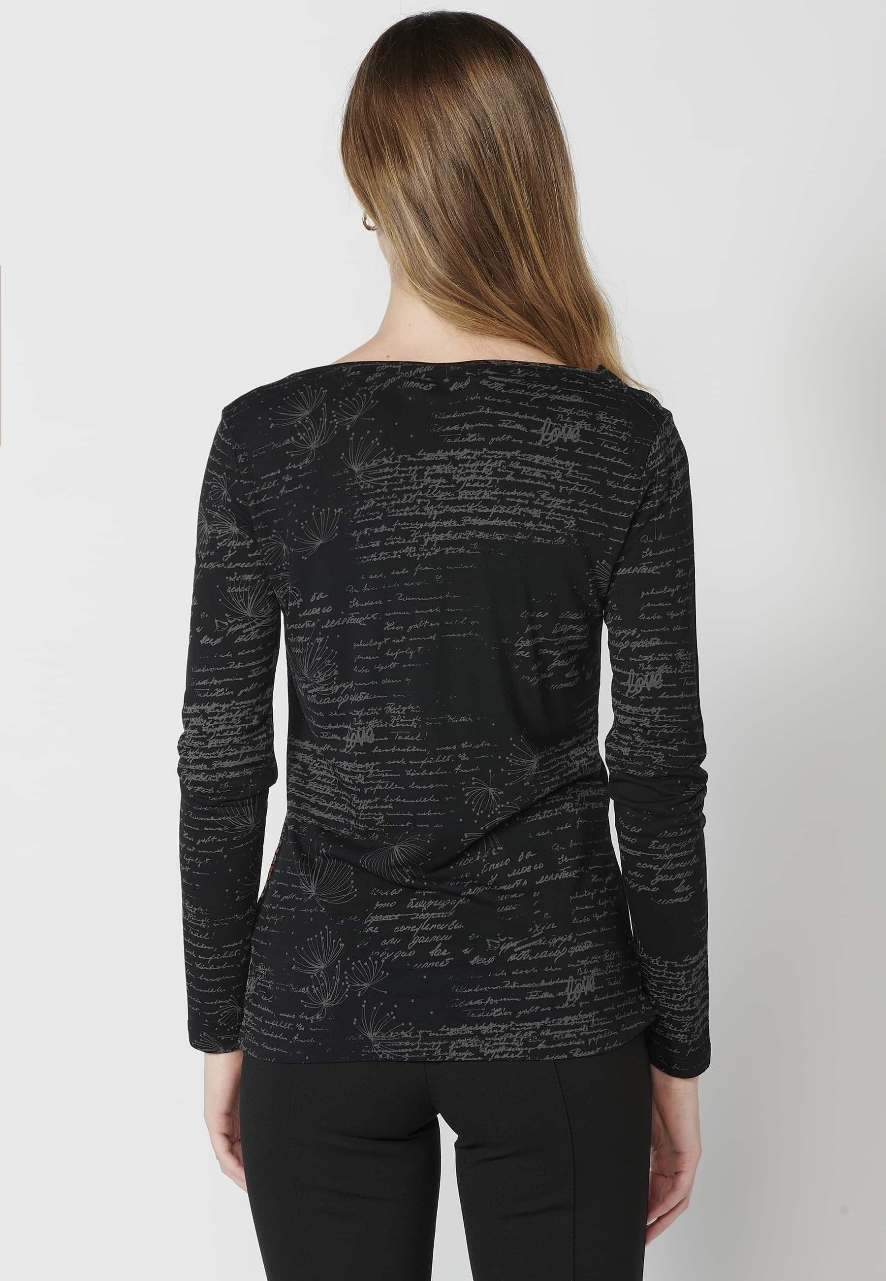 Long-sleeved T-shirt with loose neck in Black color for Women 7