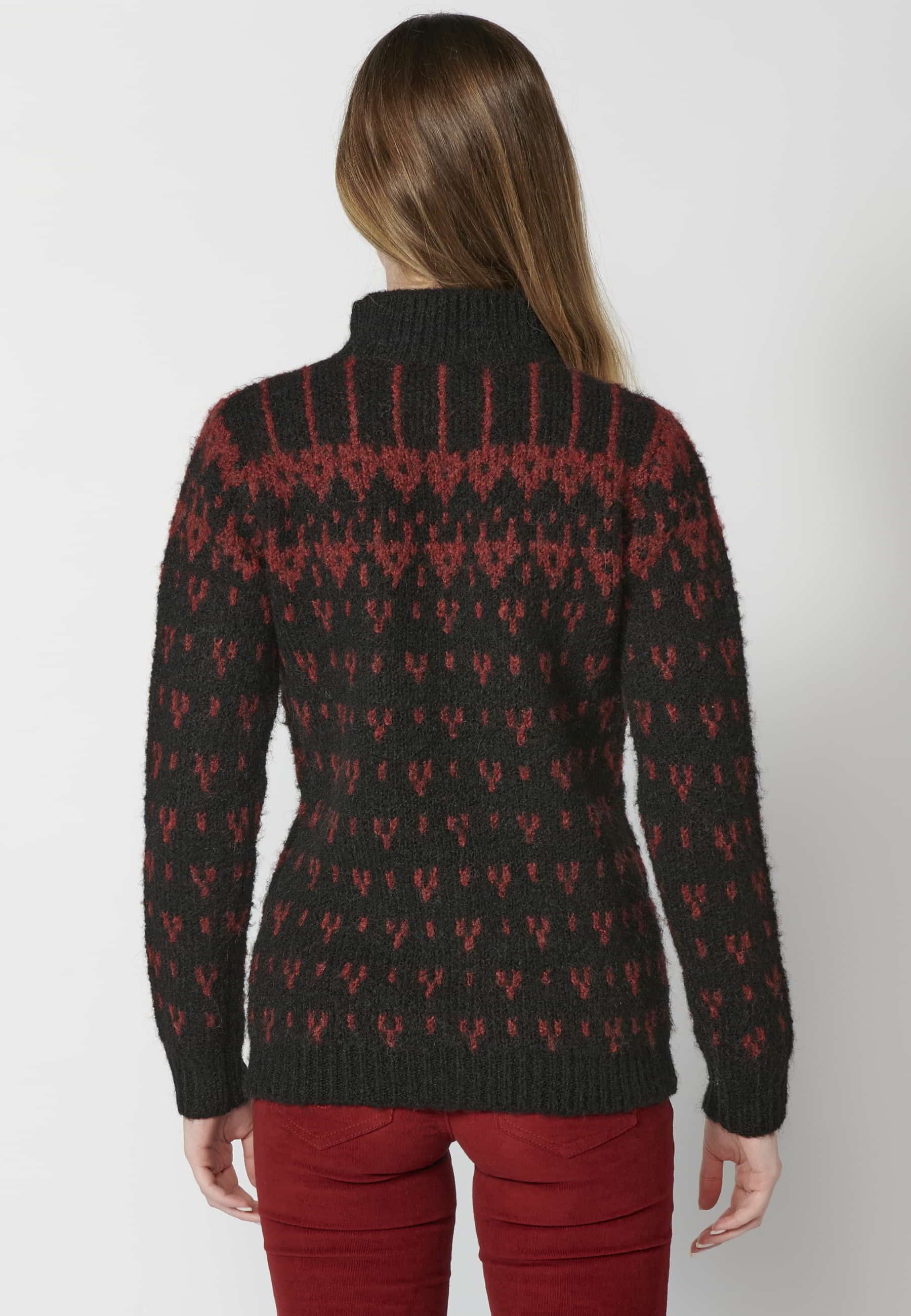 Schwarzer langärmliger Strickpullover mit Rundhalsausschnitt für Damen 4