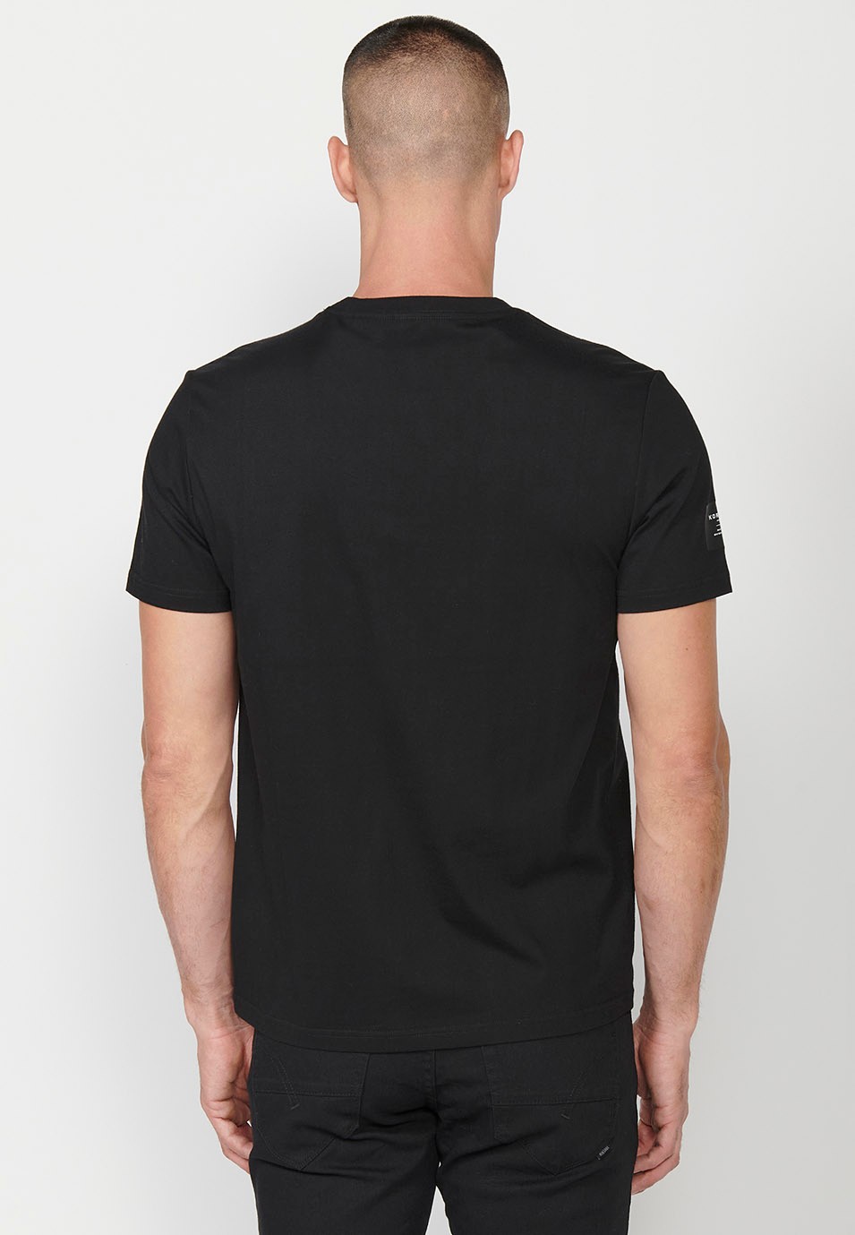 Camiseta de manga corta de Algodón con Cuello redondo y Bolsillo con detalle delantero de color Negro para Hombre