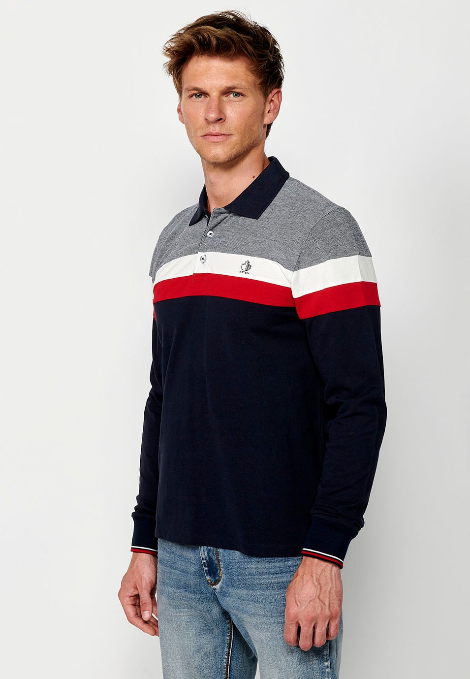 Polo de manga larga de Algodón con Cuello camisero y Aberturas laterales de color Rojo para Hombre 3