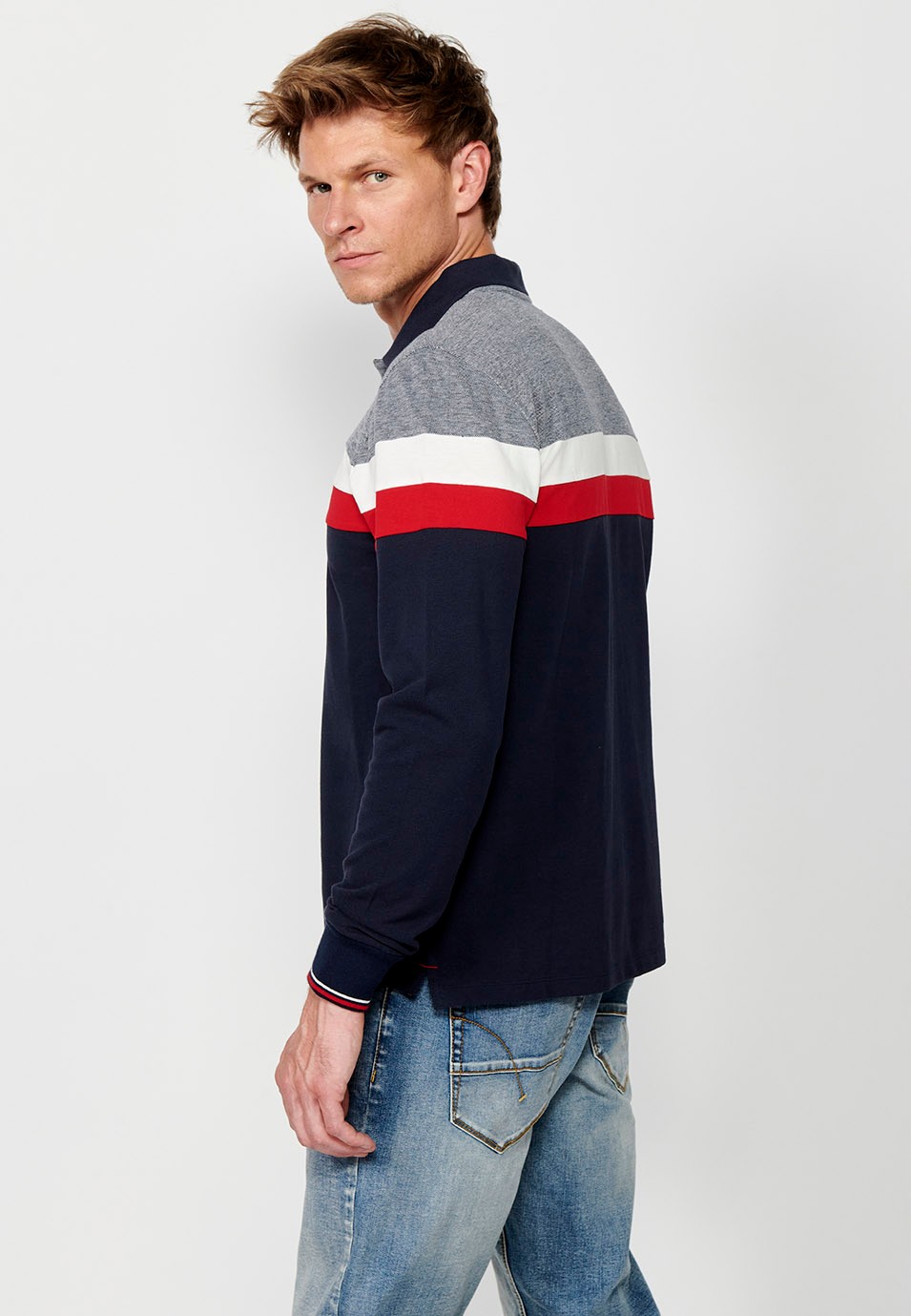 Polo de manga larga de Algodón con Cuello camisero y Aberturas laterales de color Rojo para Hombre 5