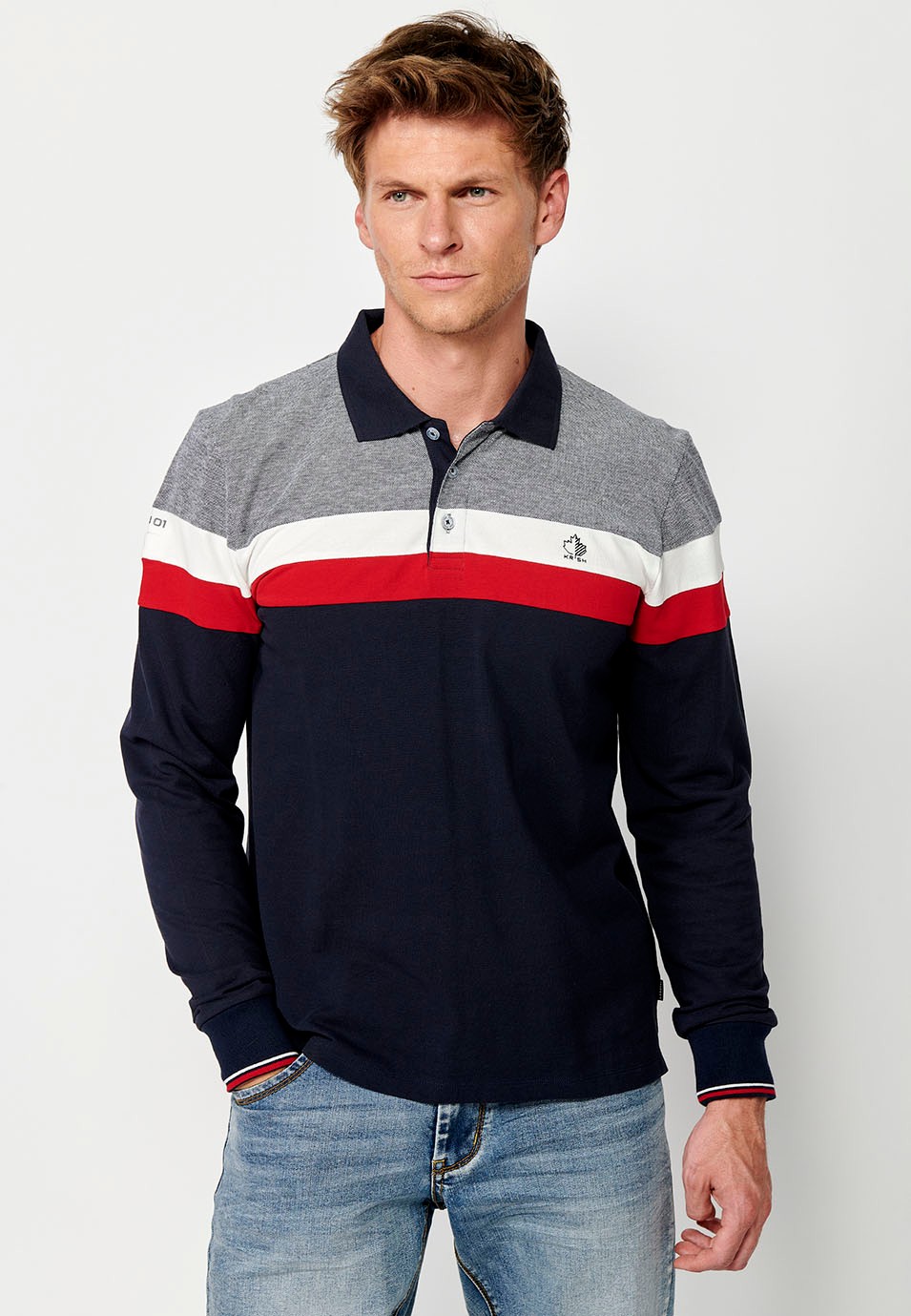 Polo de manga larga de Algodón con Cuello camisero y Aberturas laterales de color Rojo para Hombre 6