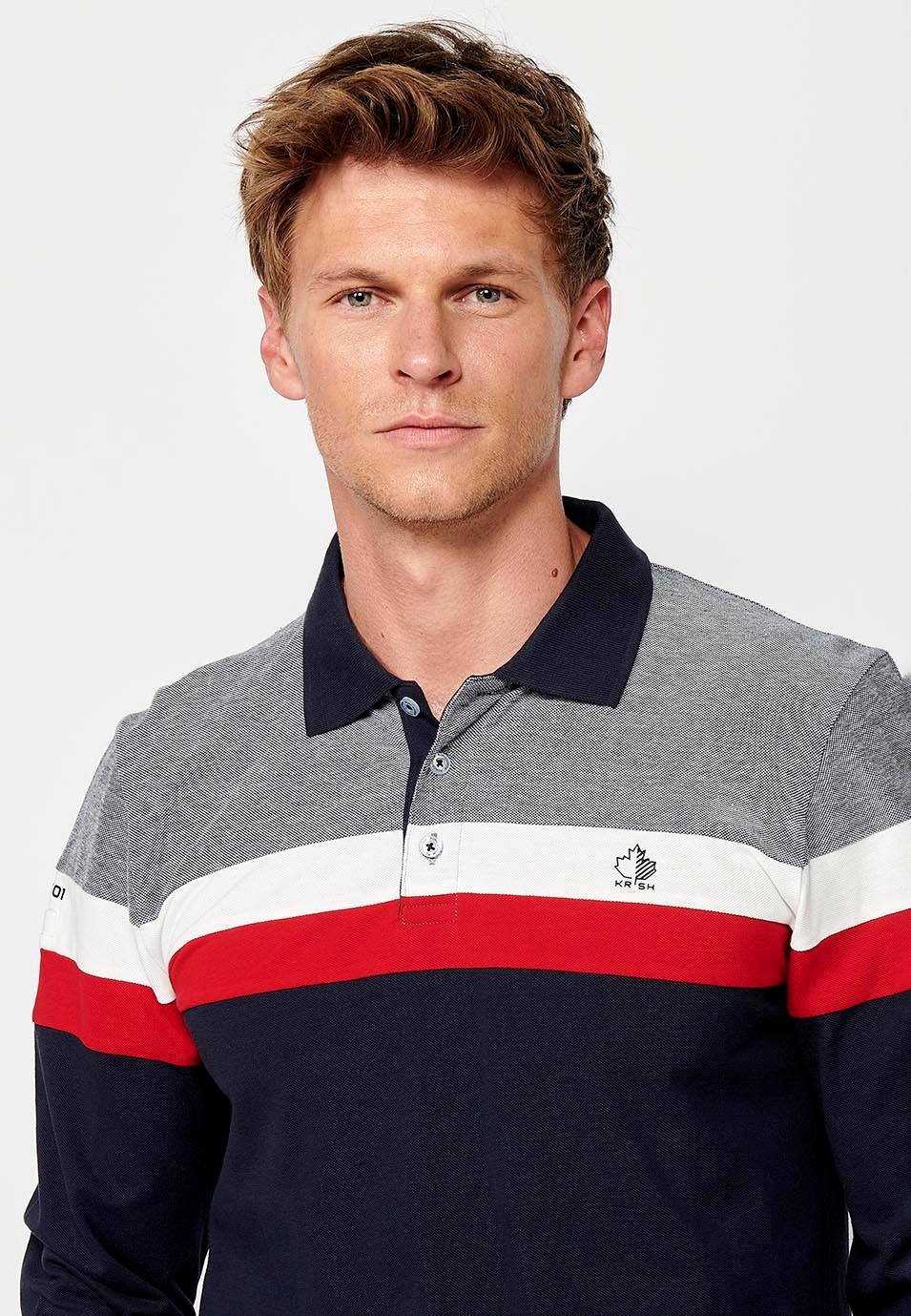 Polo de manga larga de Algodón con Cuello camisero y Aberturas laterales de color Rojo para Hombre 4