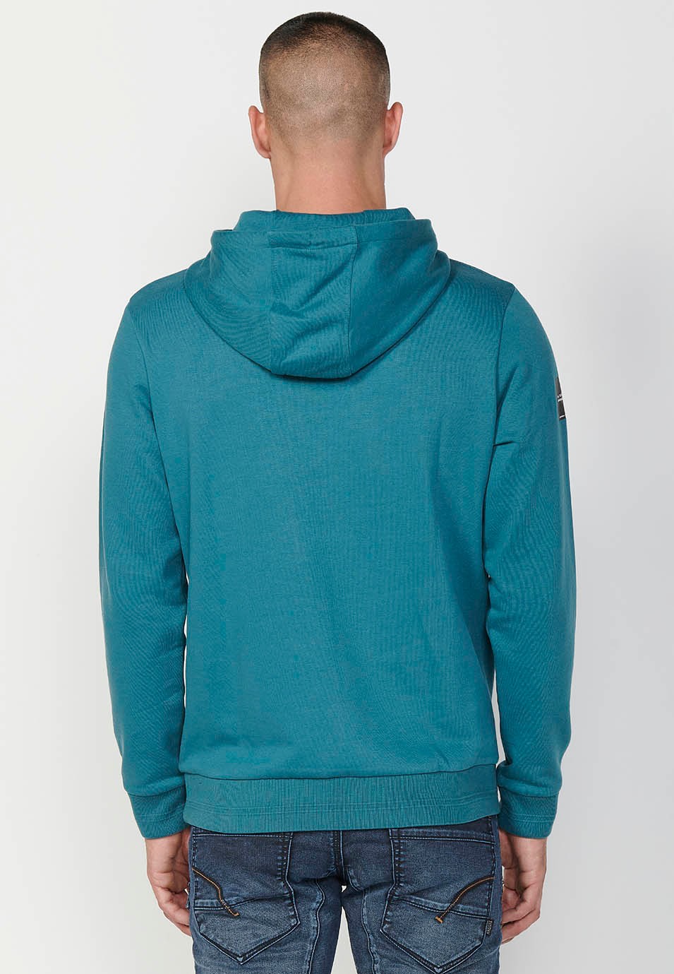 Sudadera de manga larga con cuello y capucha con detalle delantero y bolsillos delanteros para hombre de color menta